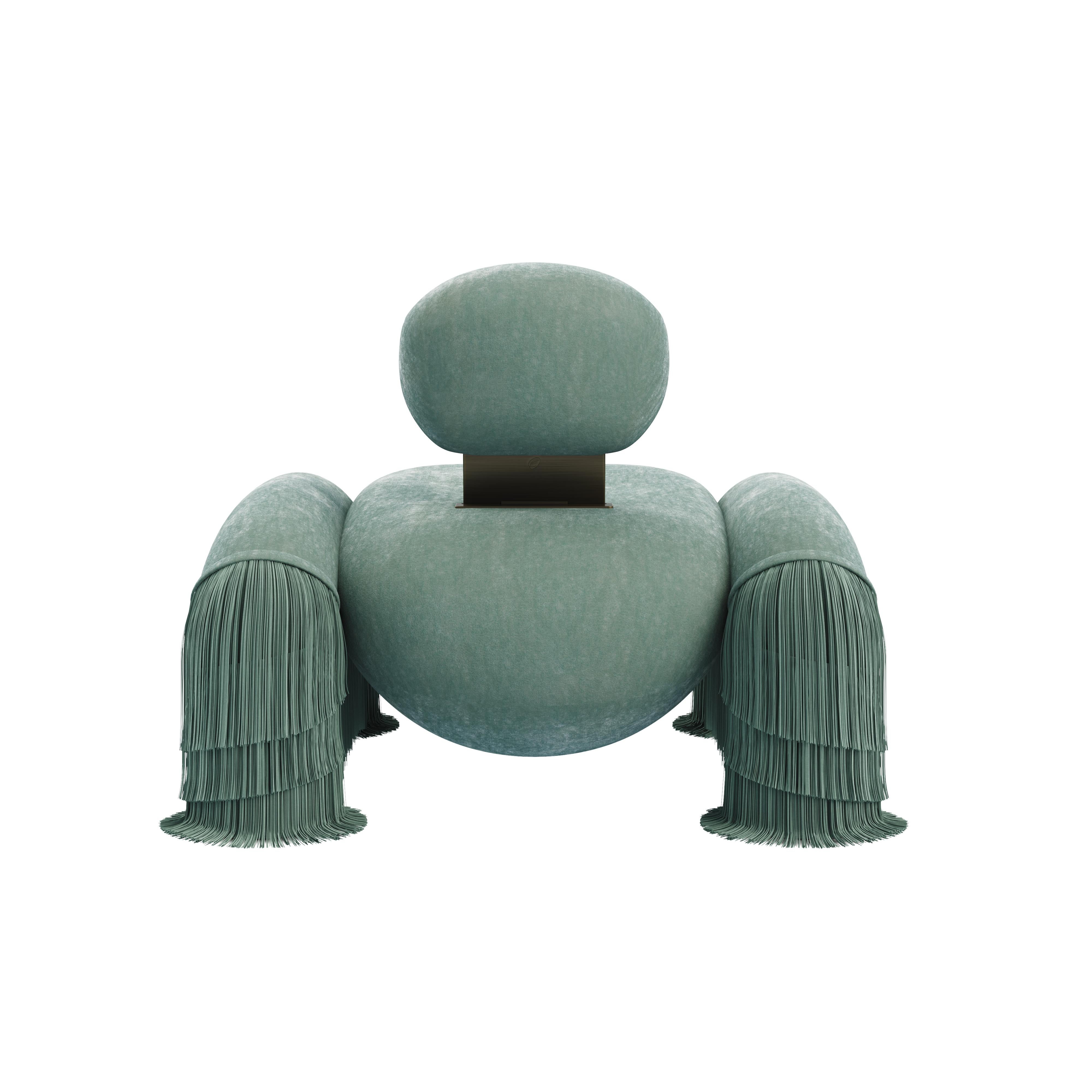 21st Century New Collection Odessa Fringes Armchair Made in Portugal by Ottiu For Sale 6