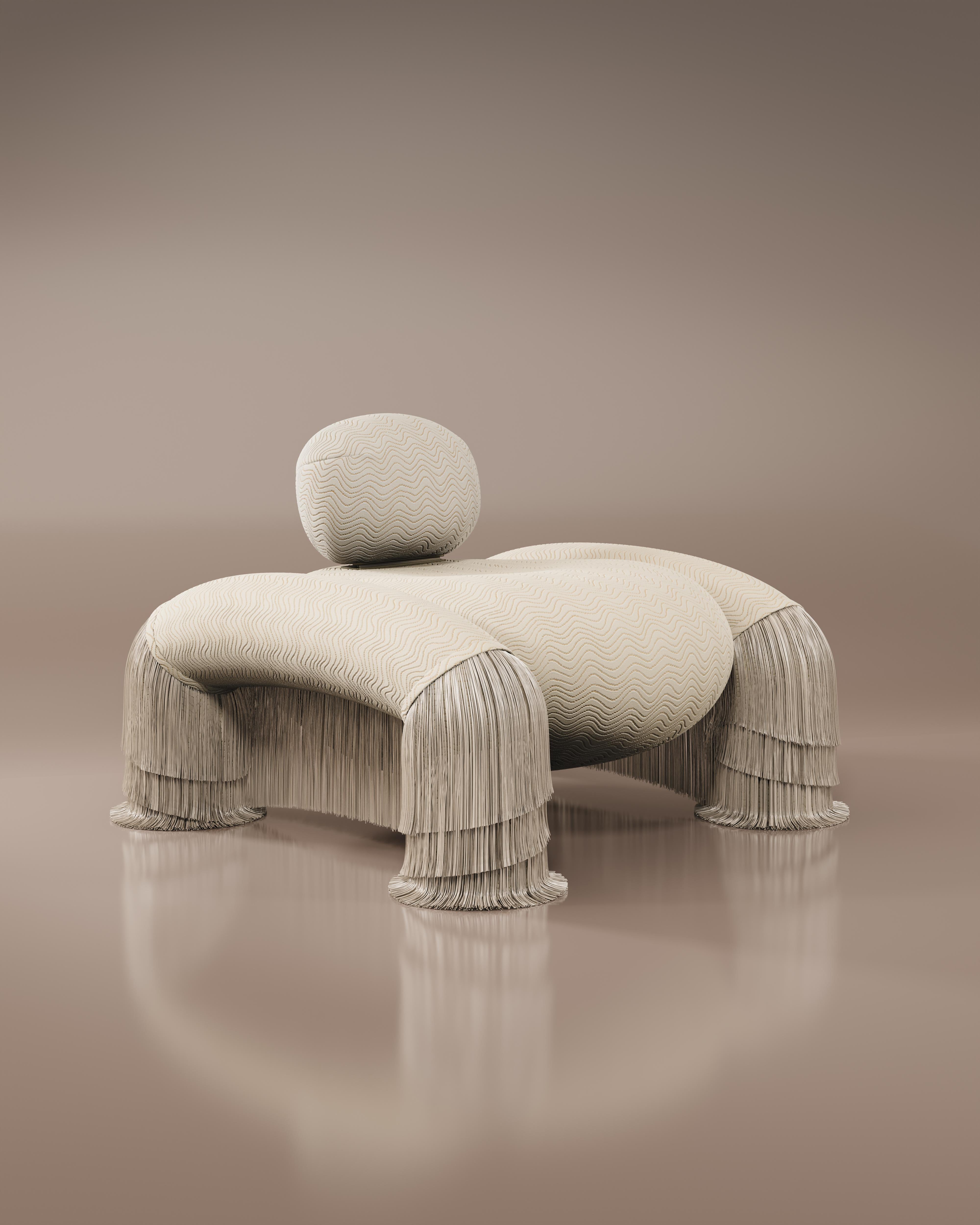21st Century New Collection Odessa Fringes Armchair Made in Portugal by Ottiu For Sale 11