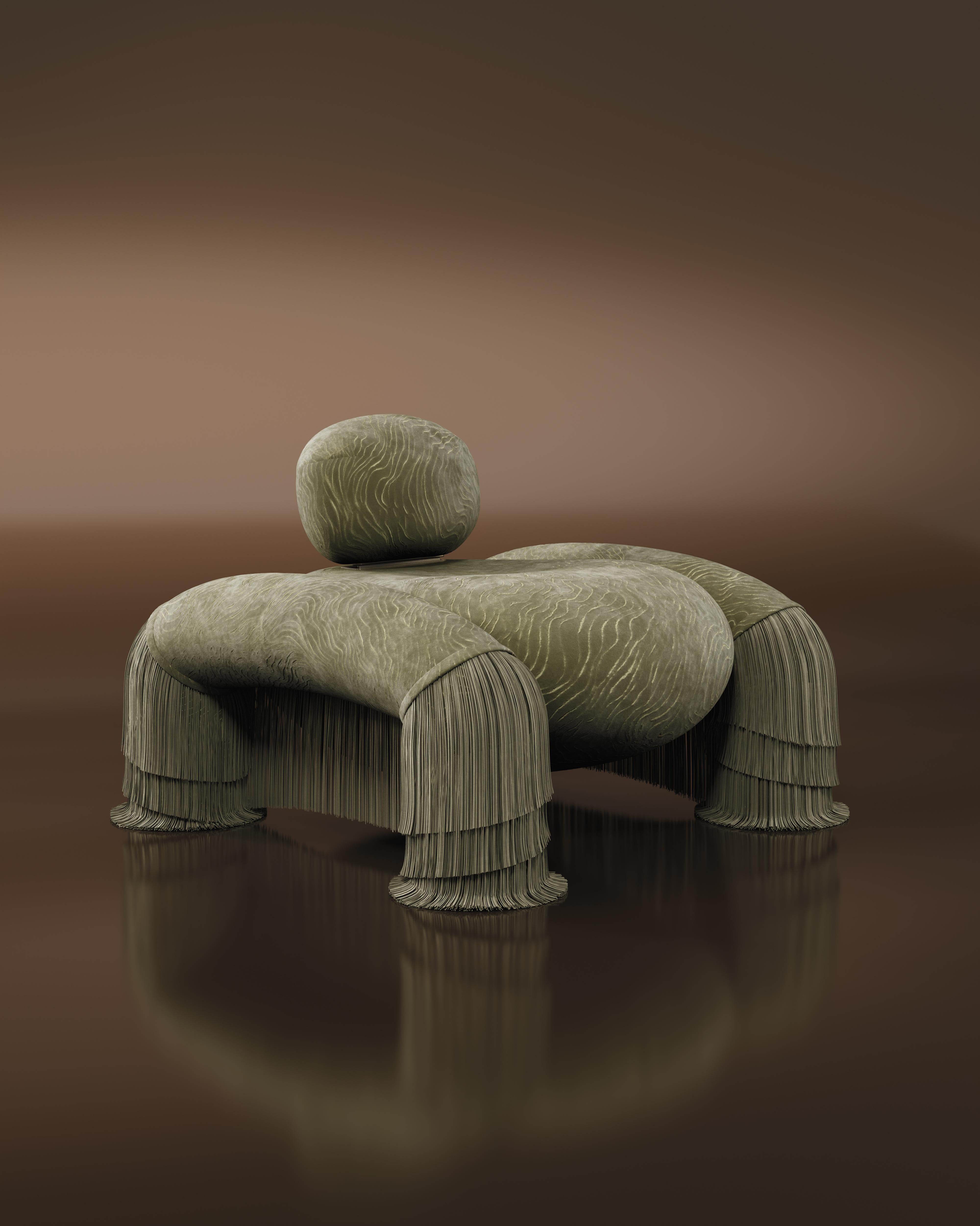 21st Century New Collection Odessa Fringes Armchair Made in Portugal by Ottiu For Sale 12