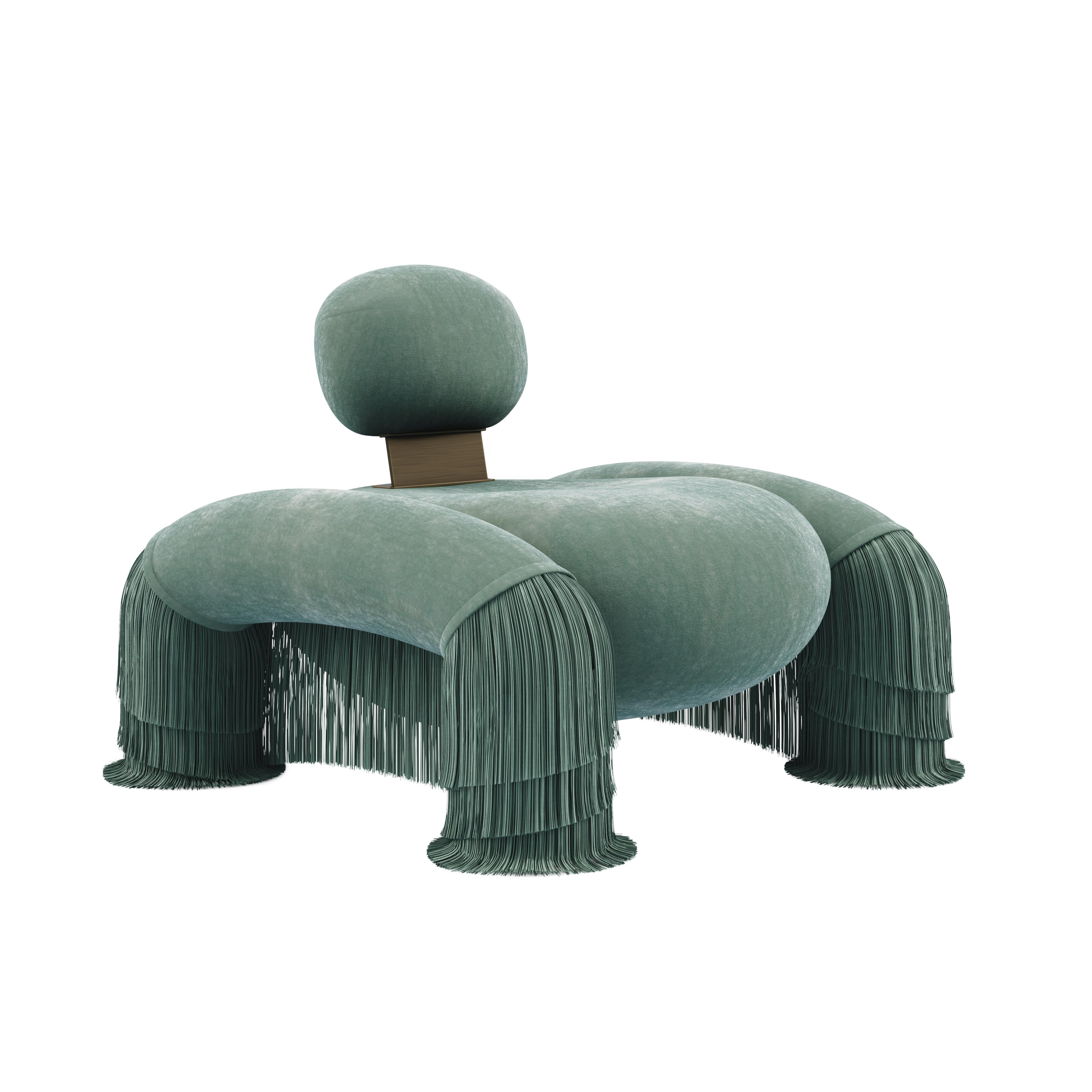 Contemporary 21st Century New Collection Odessa Fringes Armchair Made in Portugal by Ottiu For Sale