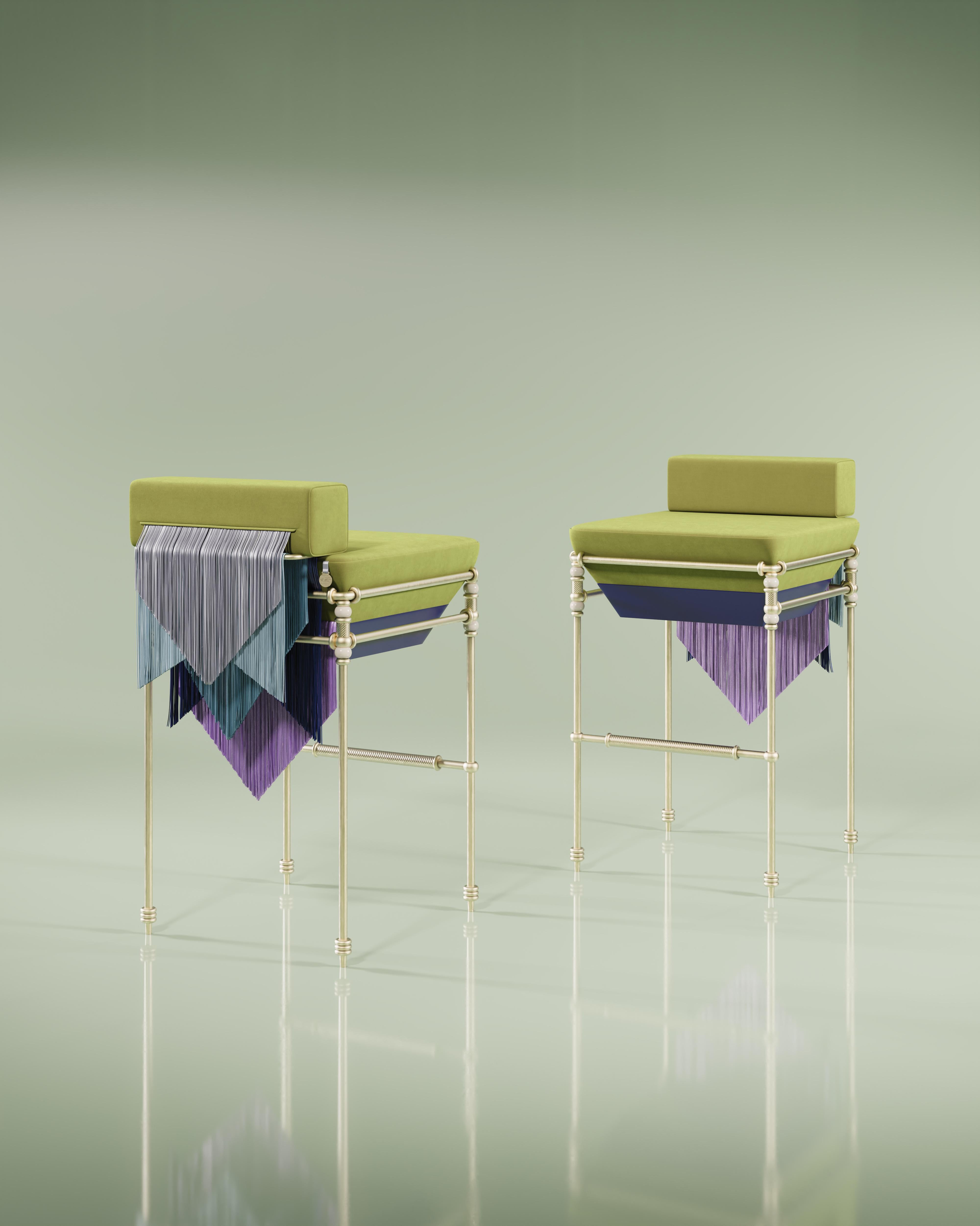 Chaise de bar du 21e siècle à franges en Seraphine fabriquée au Portugal en vente 4