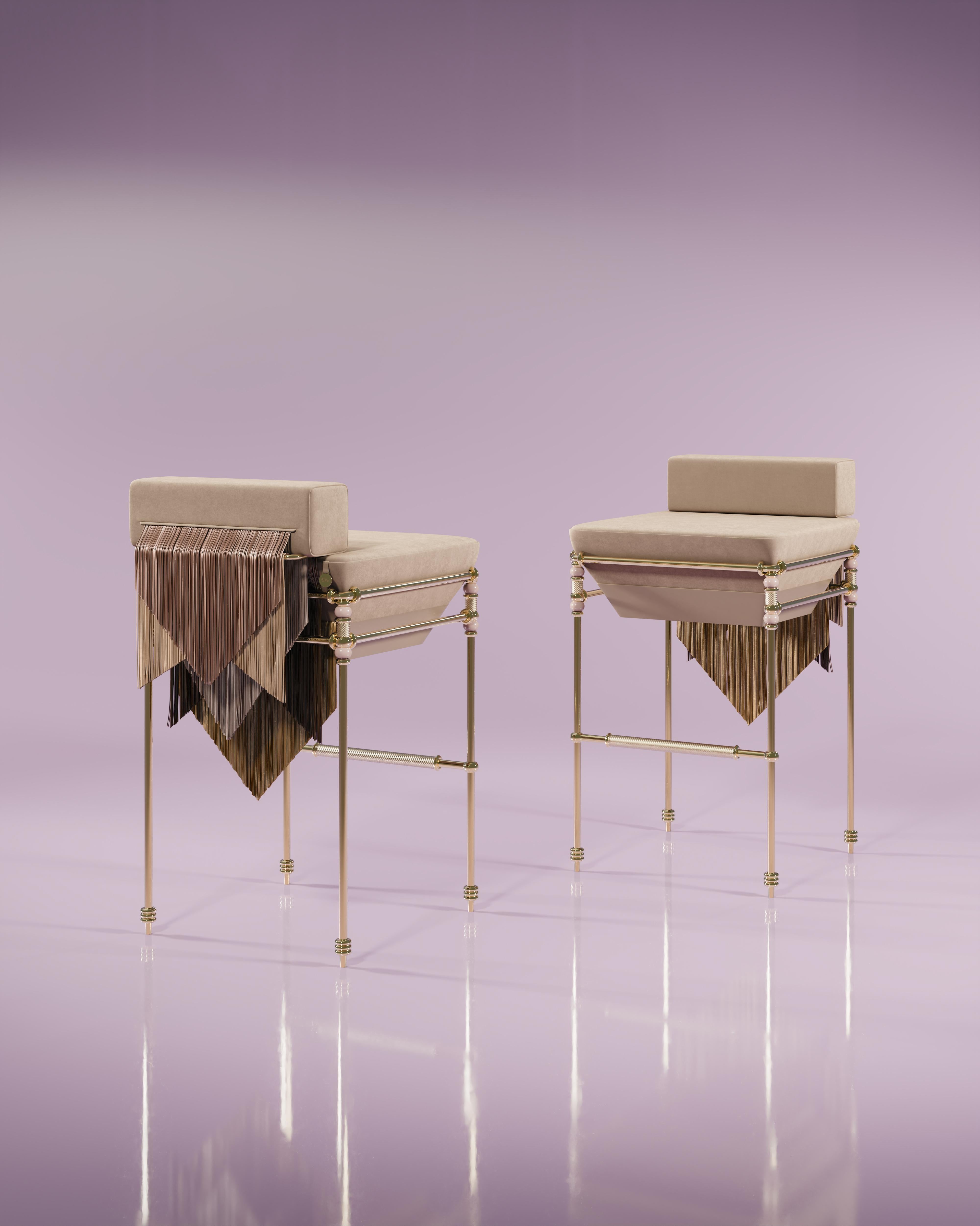 Chaise de bar du 21e siècle à franges en Seraphine fabriquée au Portugal en vente 5