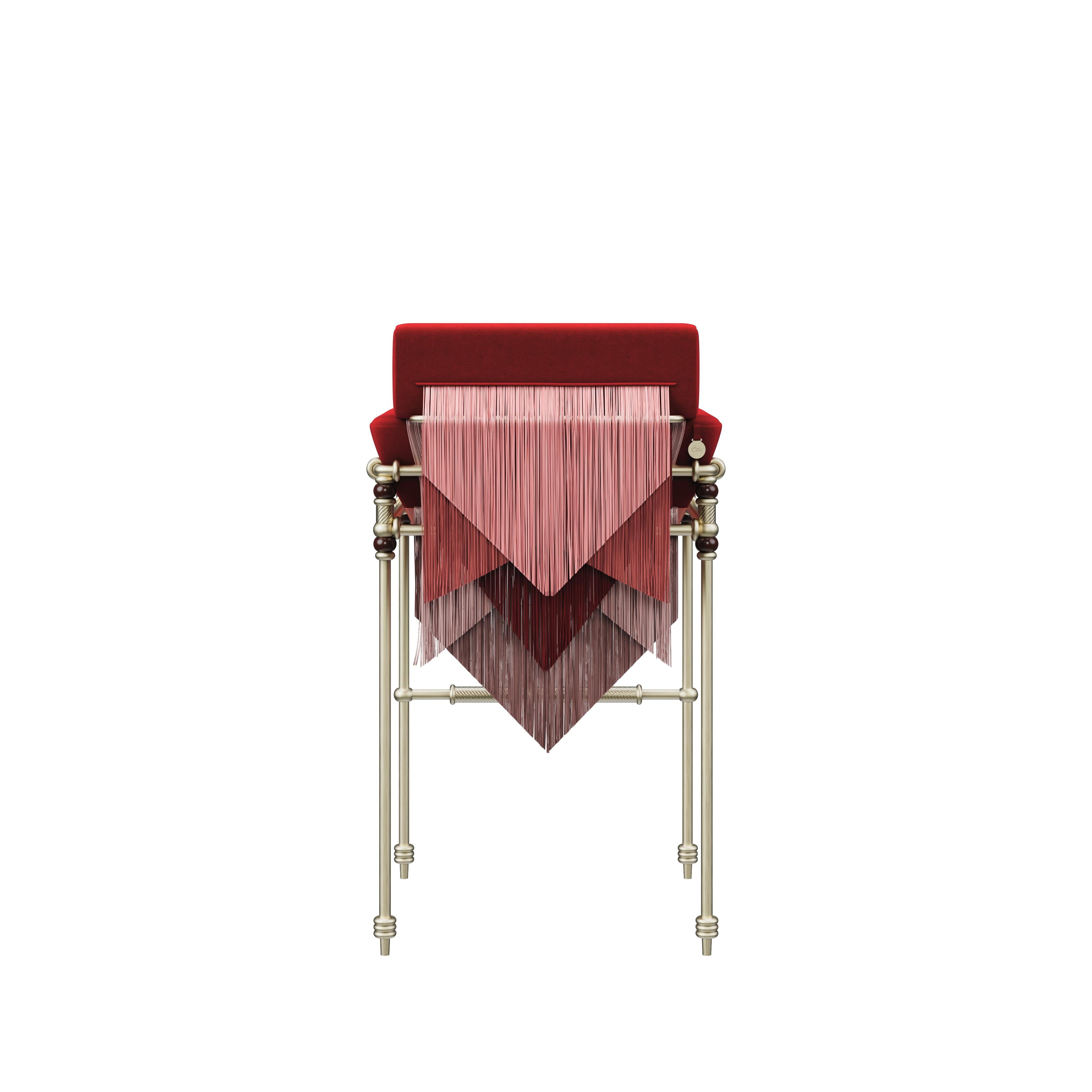 Chaise de bar du 21e siècle à franges en Seraphine fabriquée au Portugal en vente 1