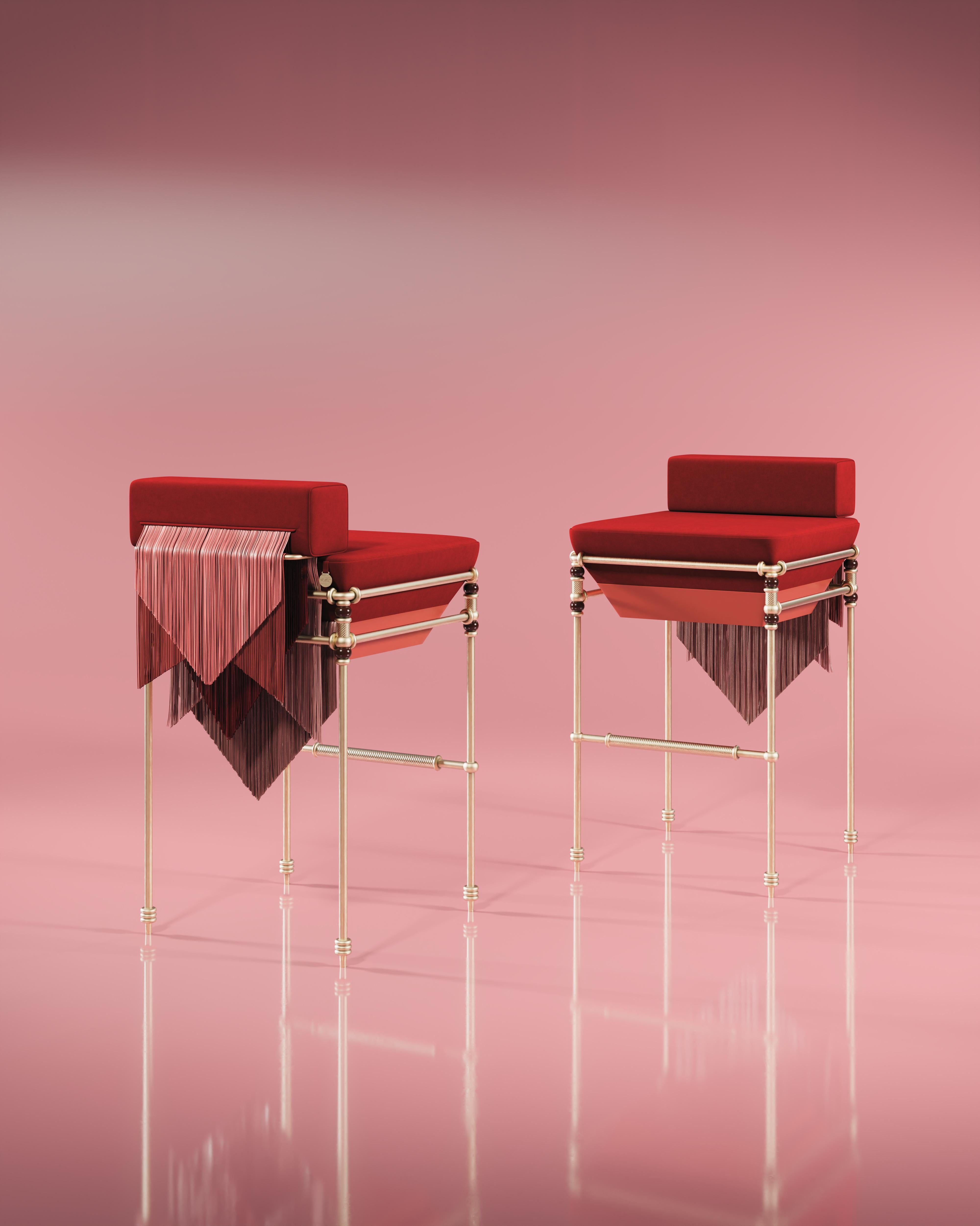 Chaise de bar du 21e siècle à franges en Seraphine fabriquée au Portugal en vente 3
