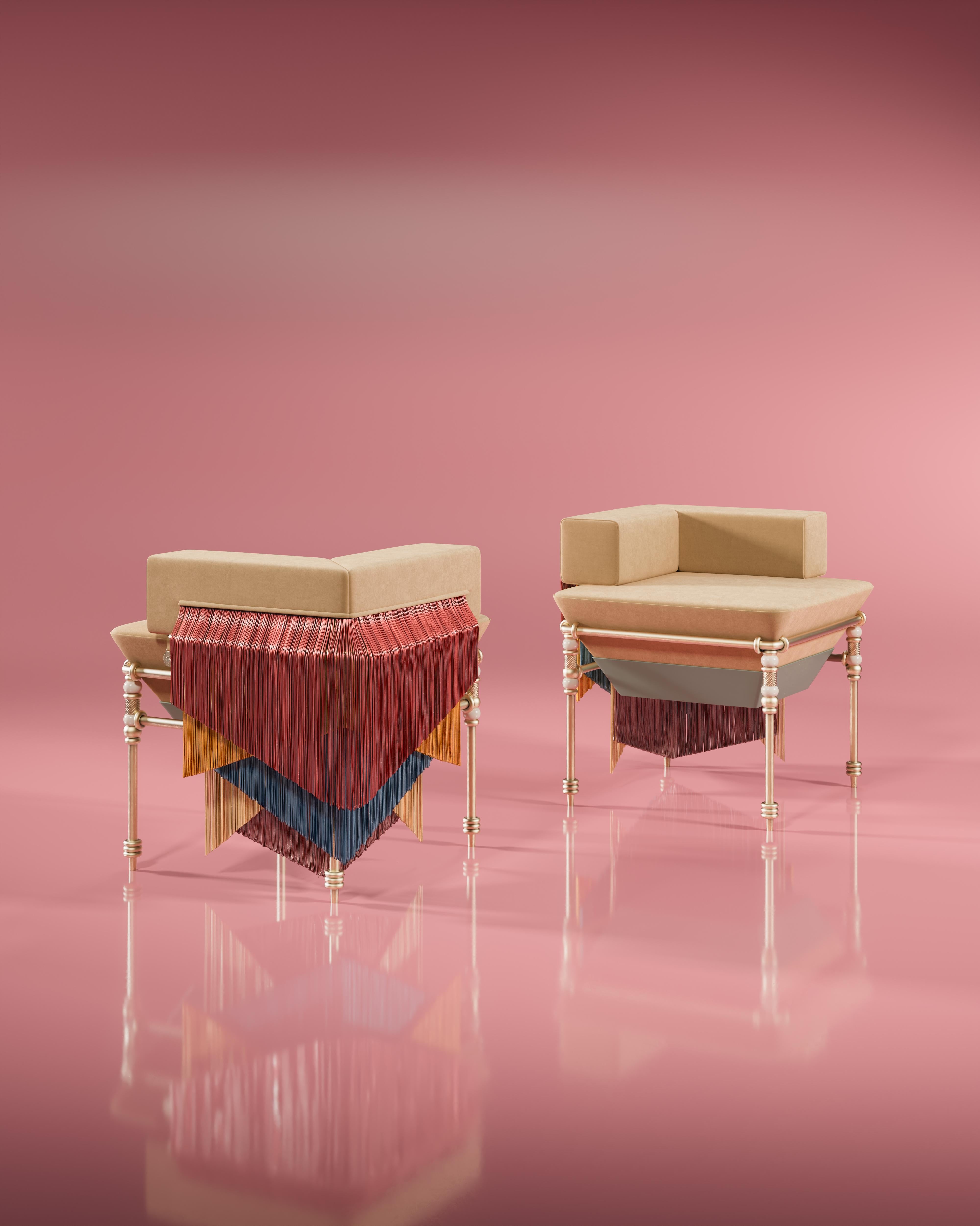 Chaise Seraphine à franges du 21e siècle fabriquée au Portugal par Ottiu en vente 5