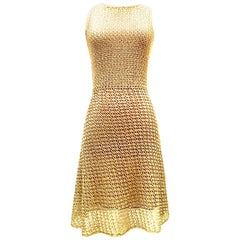 21st Century & New Gold Metallic Crochet Swing Shift Dress By, Issa London