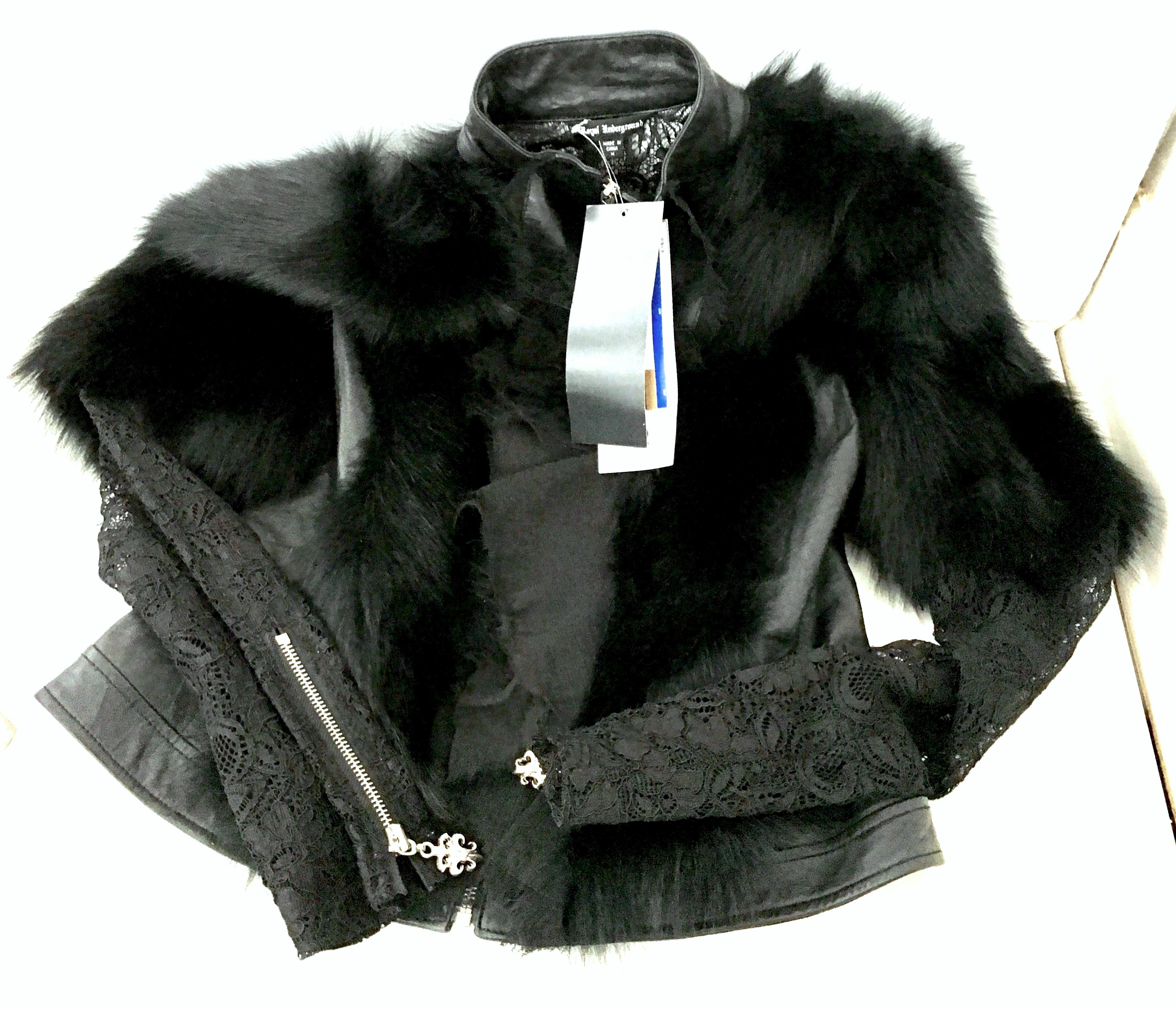 Women's or Men's 21st Century New Leather Fox Fur & Lace Shirt Or Jacket By, Royal Underground