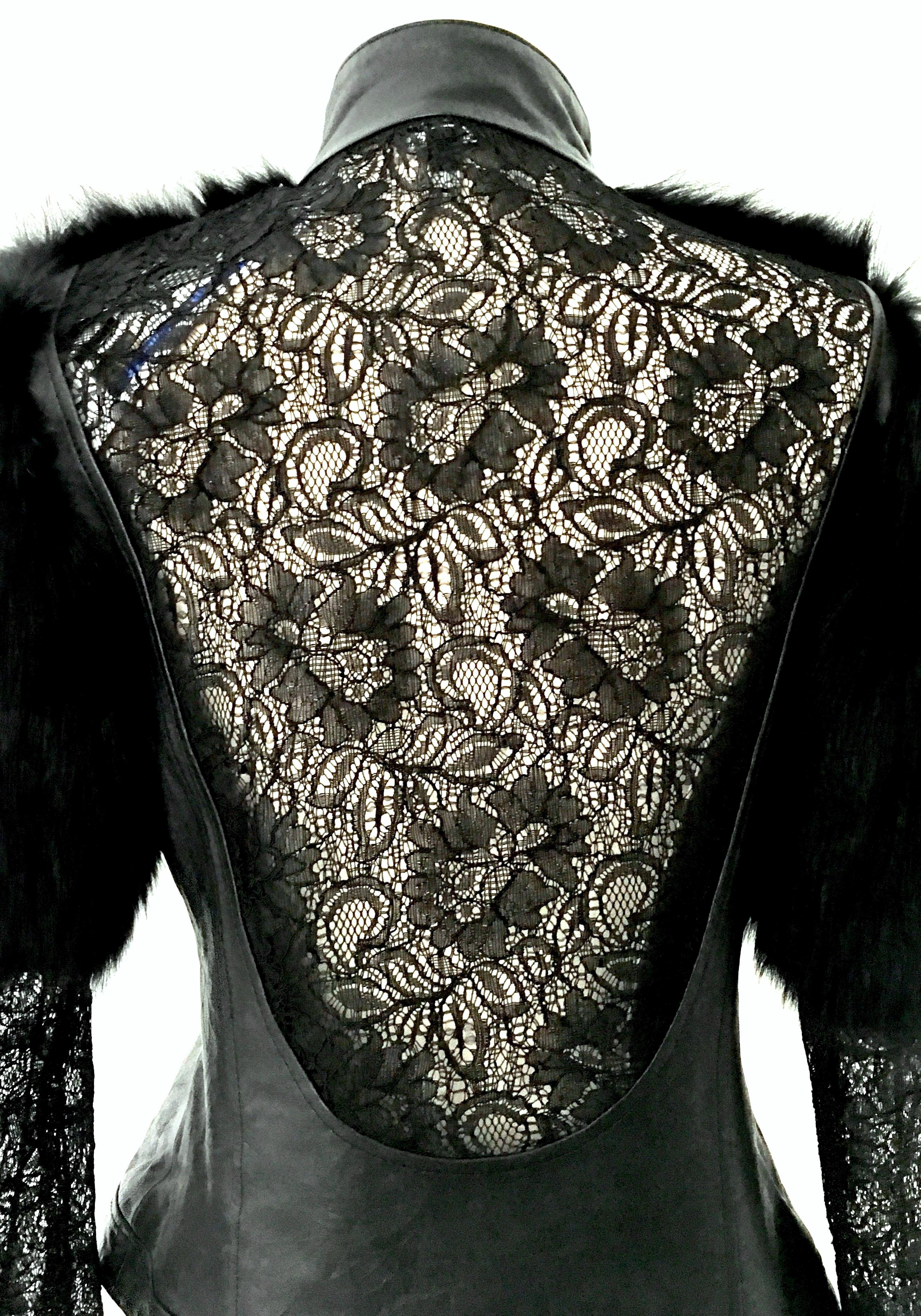 21st Century & New Leather Fox & Lace Shirt Jacket By, Royal Underground For Sale 2