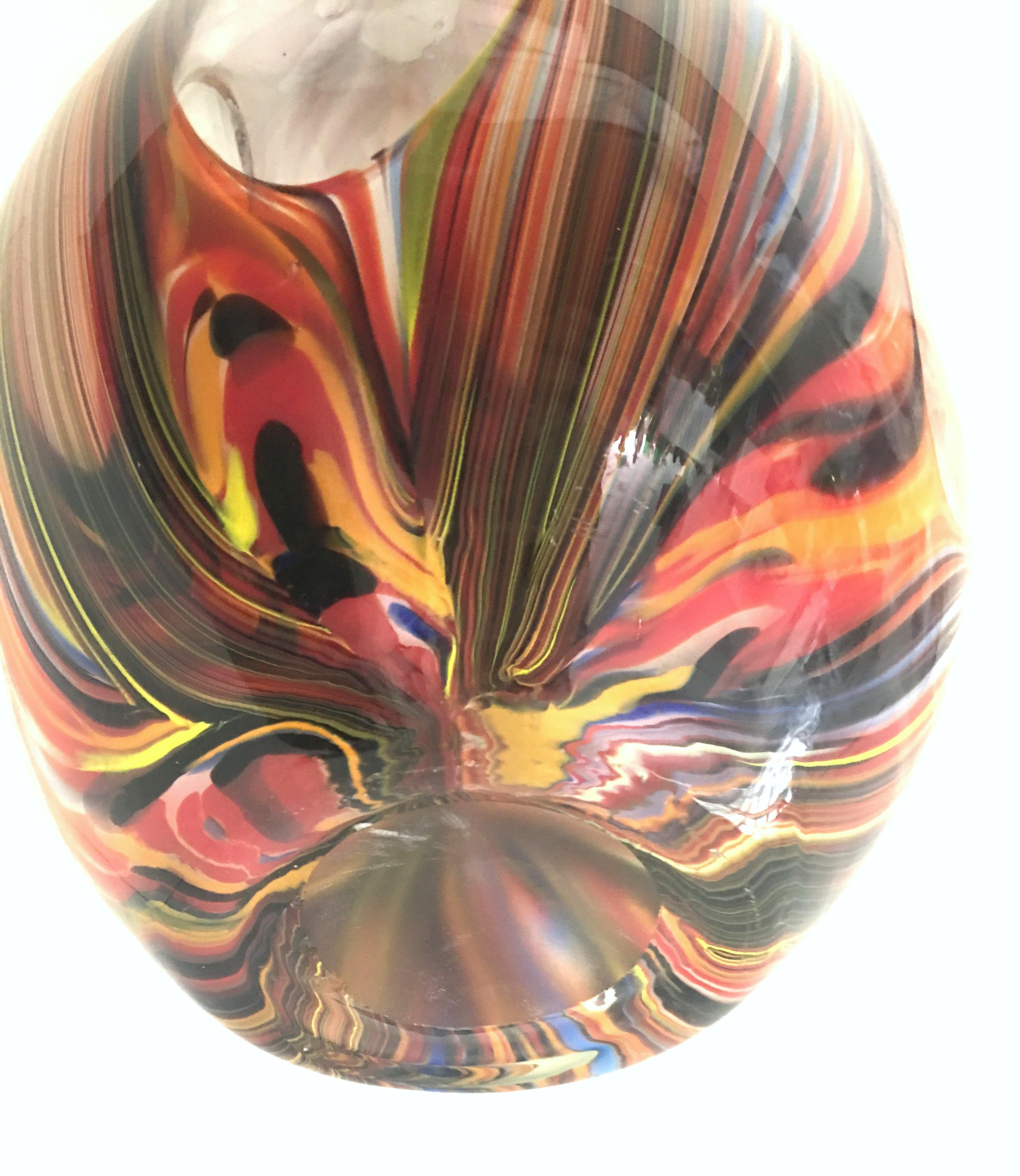 21st Century & New Missoni Large Modern Optical Striped Blown Glass Vase 5
