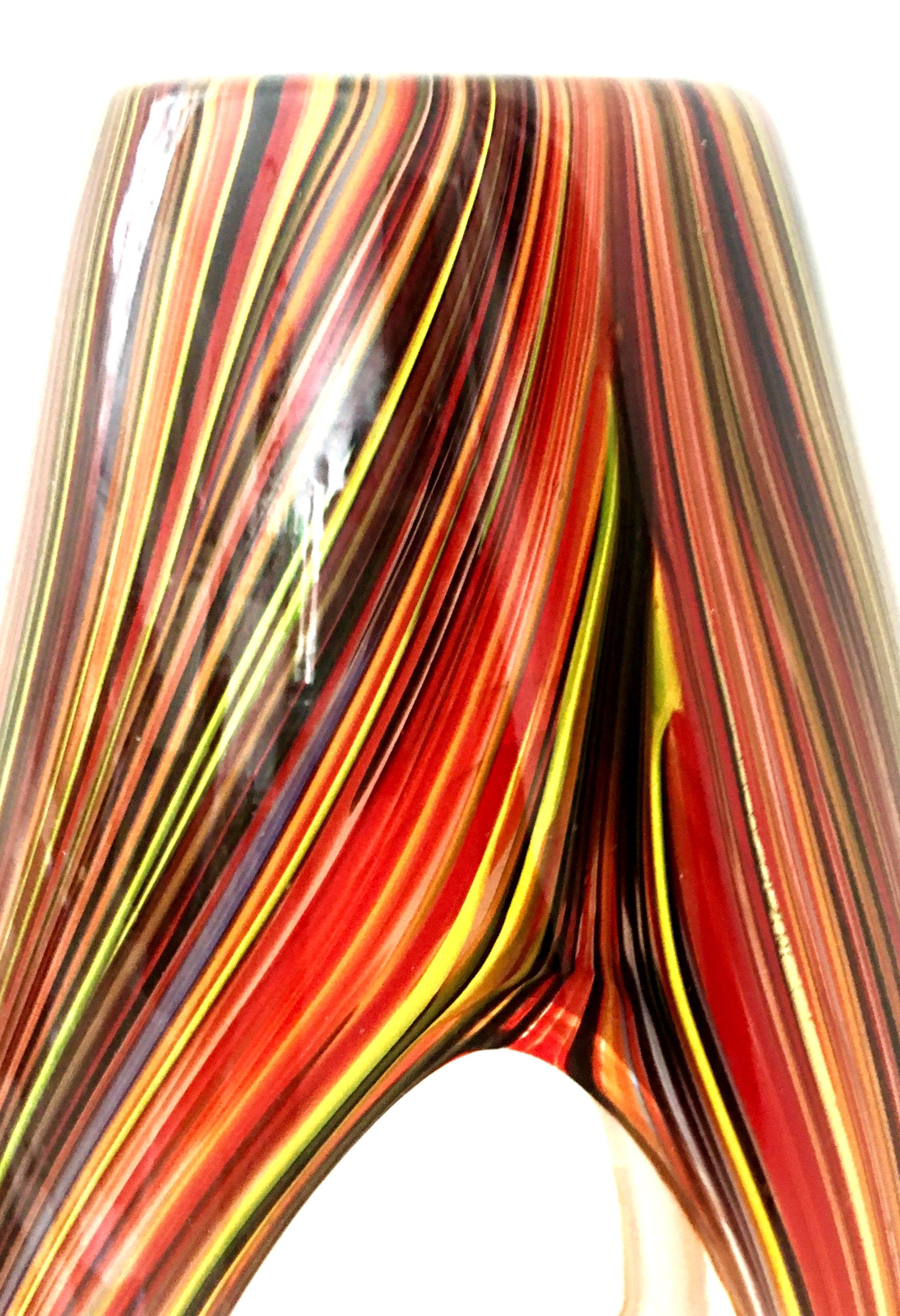 21st Century & New Missoni Large Modern Optical Striped Blown Glass Vase 1