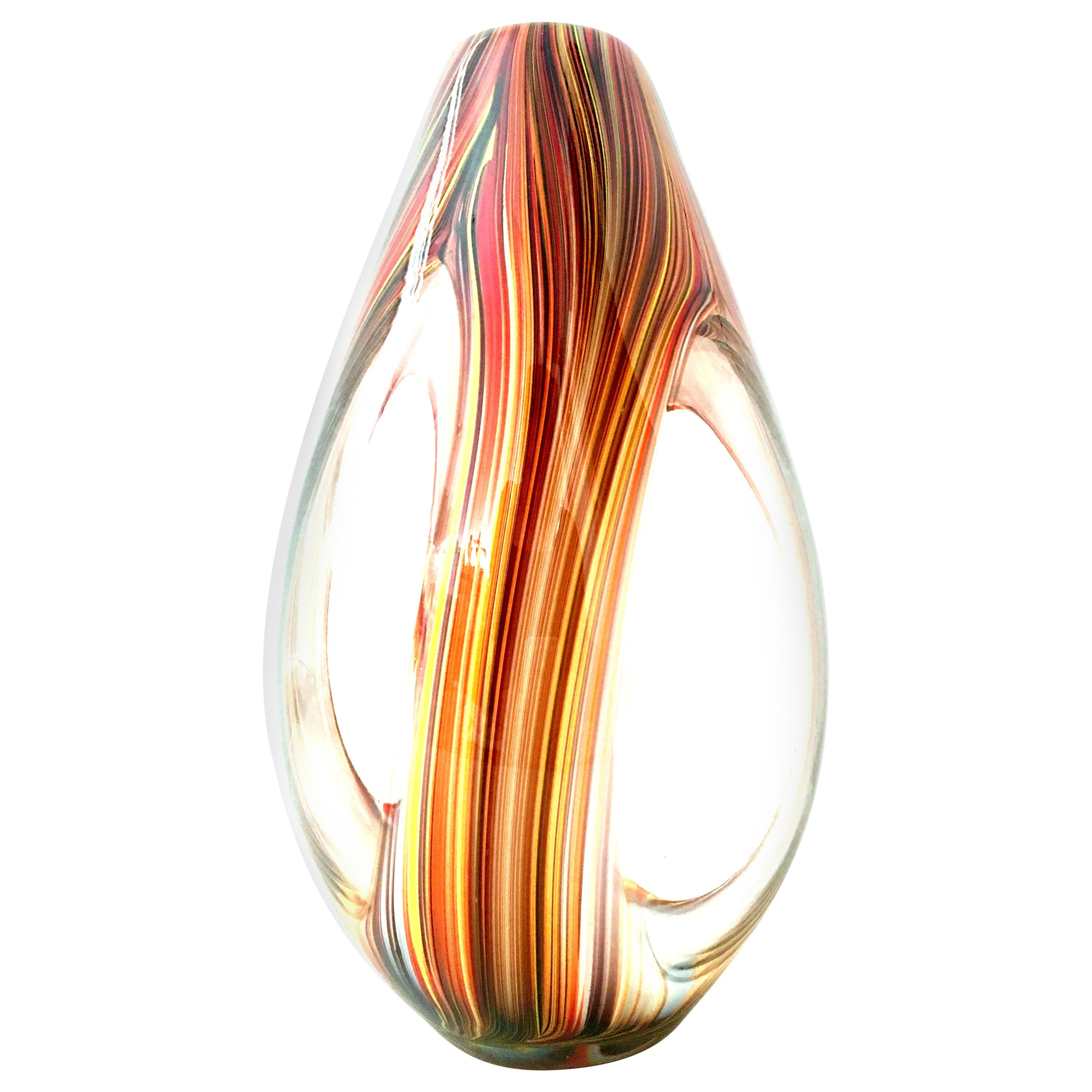 21st Century & New Missoni Large Modern Optical Striped Blown Glass Vase