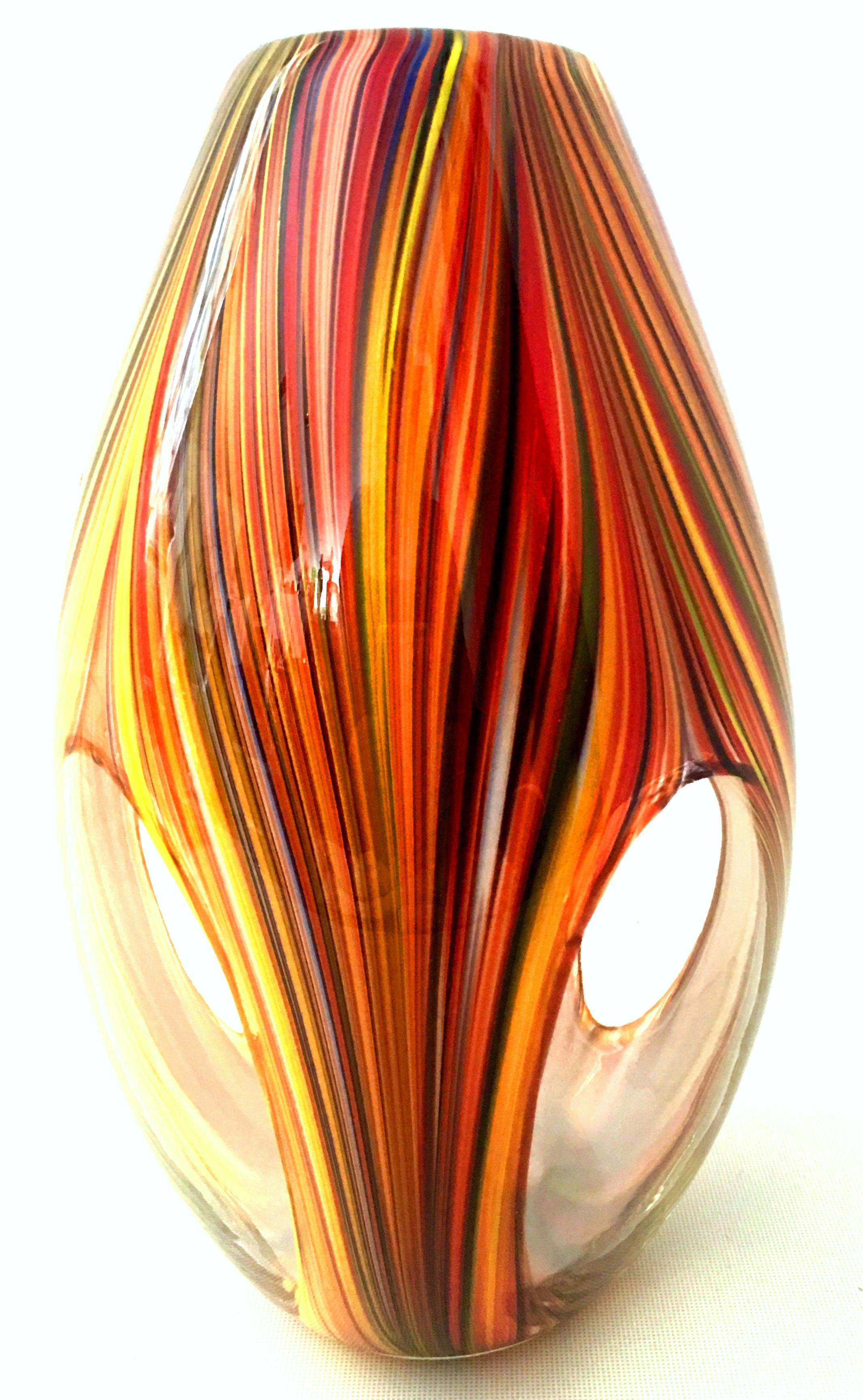 21st Century and New Missoni Modern Optical Striped Blown Glass Vase In Excellent Condition In West Palm Beach, FL