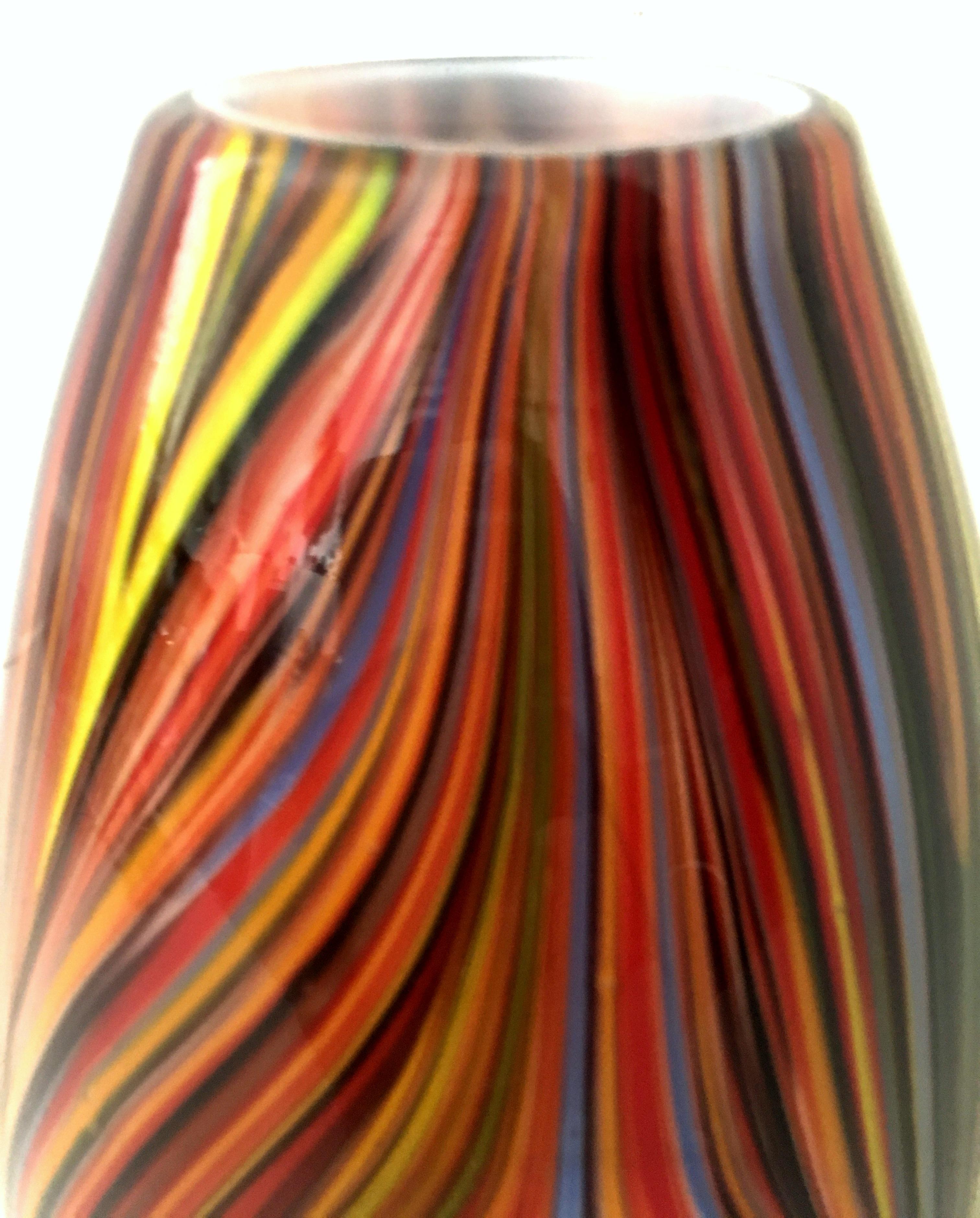 Contemporary 21st Century and New Missoni Modern Optical Striped Blown Glass Vase