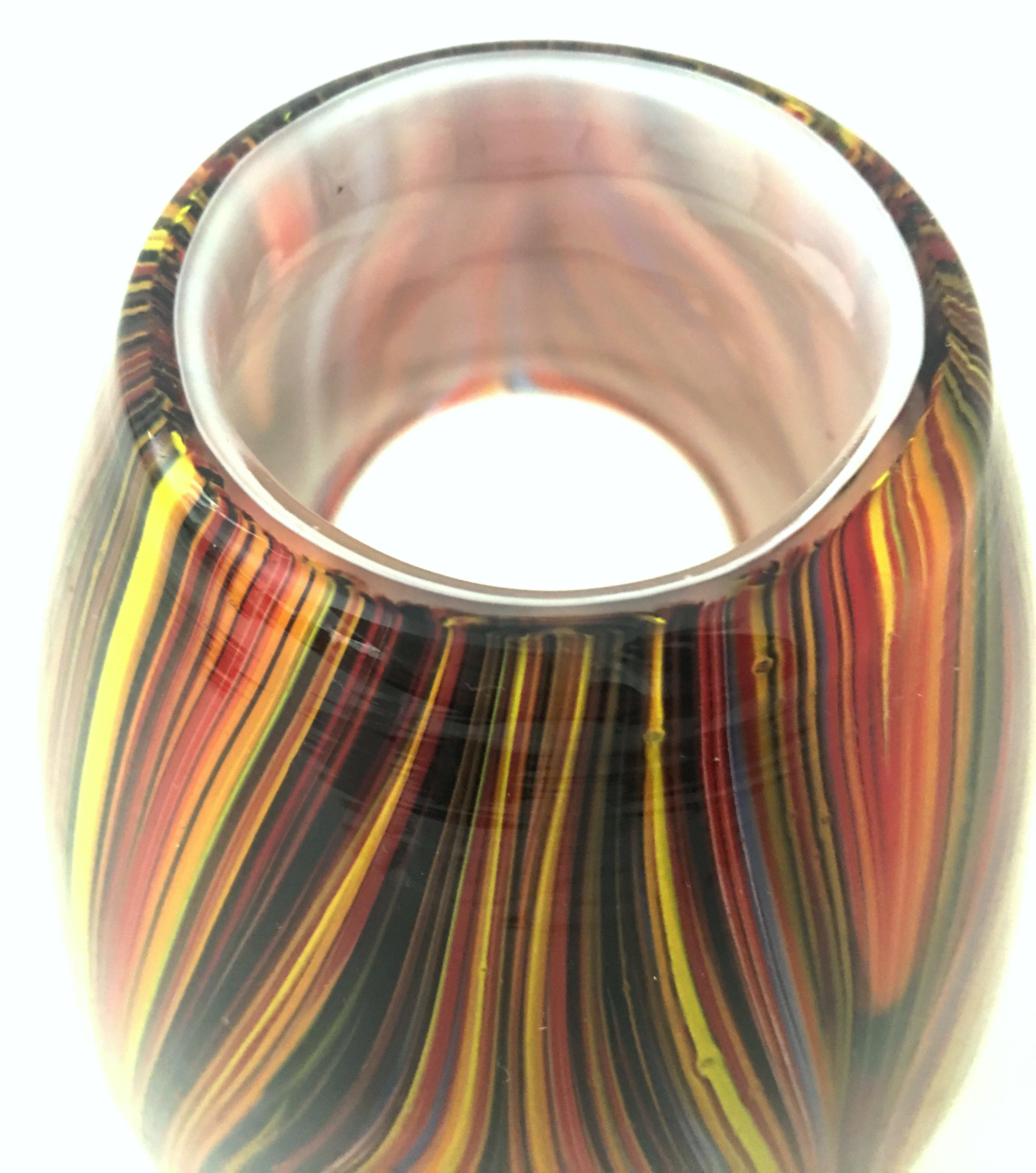 21st Century and New Missoni Modern Optical Striped Blown Glass Vase 1