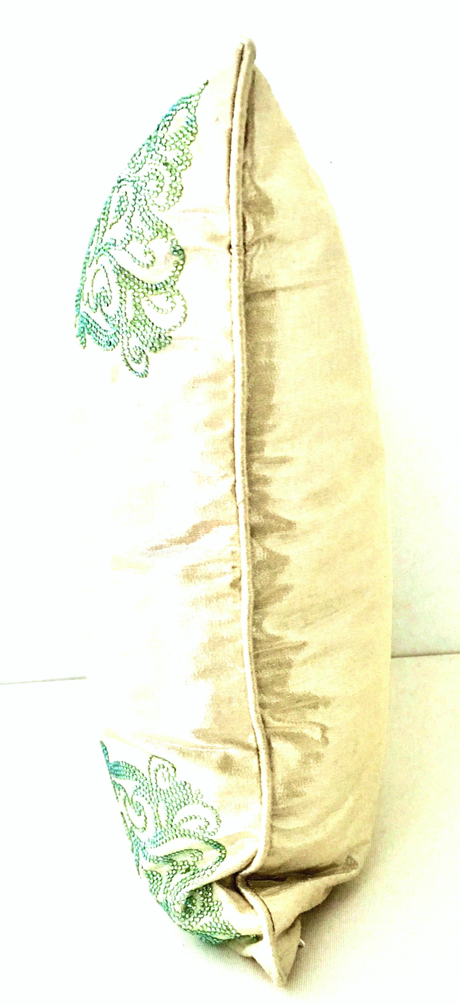 Asian 21st Century and New Silk Paisley Crystal Adorned Down Filled Pillow by, Sivaana