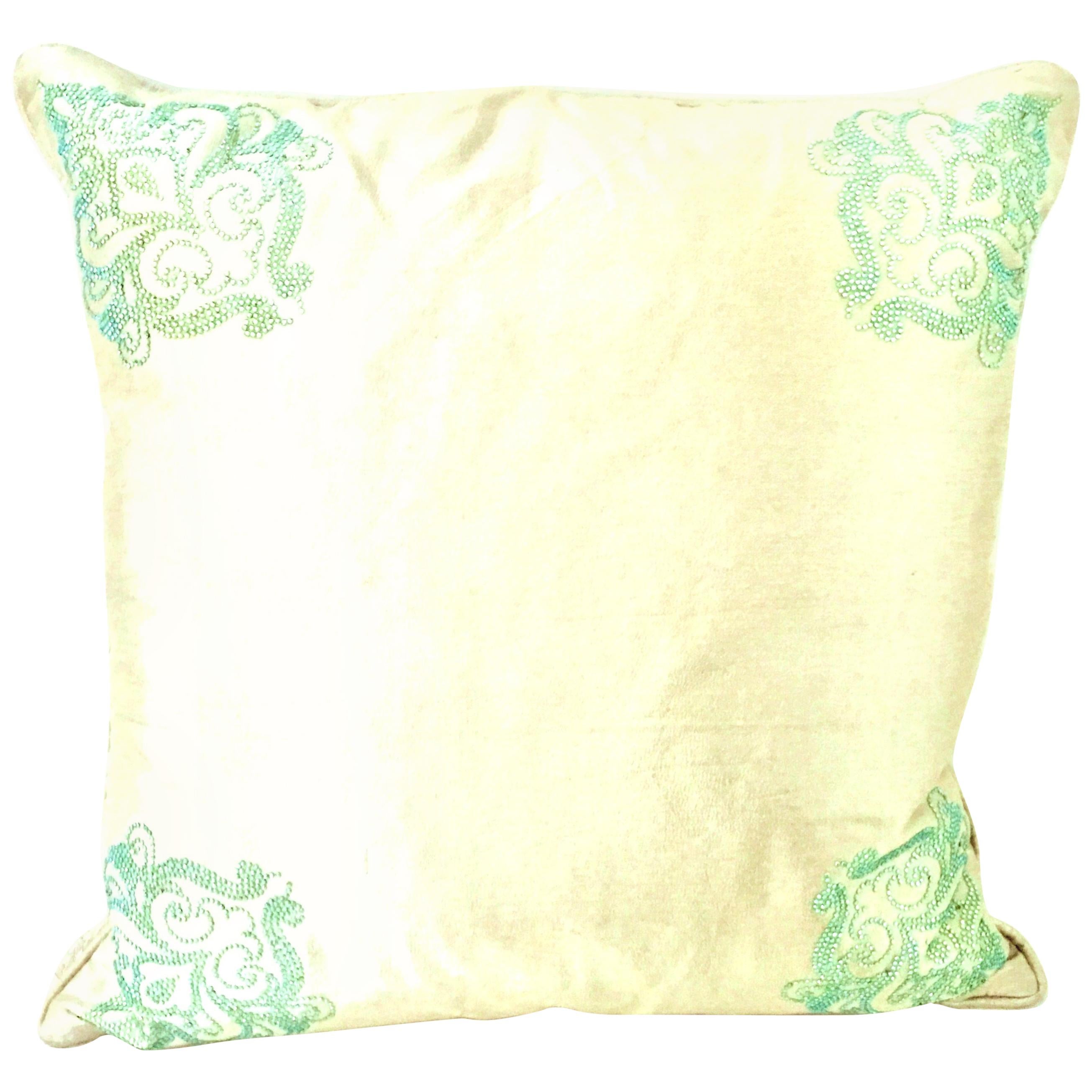 21st Century and New Silk Paisley Crystal Adorned Down Filled Pillow by, Sivaana