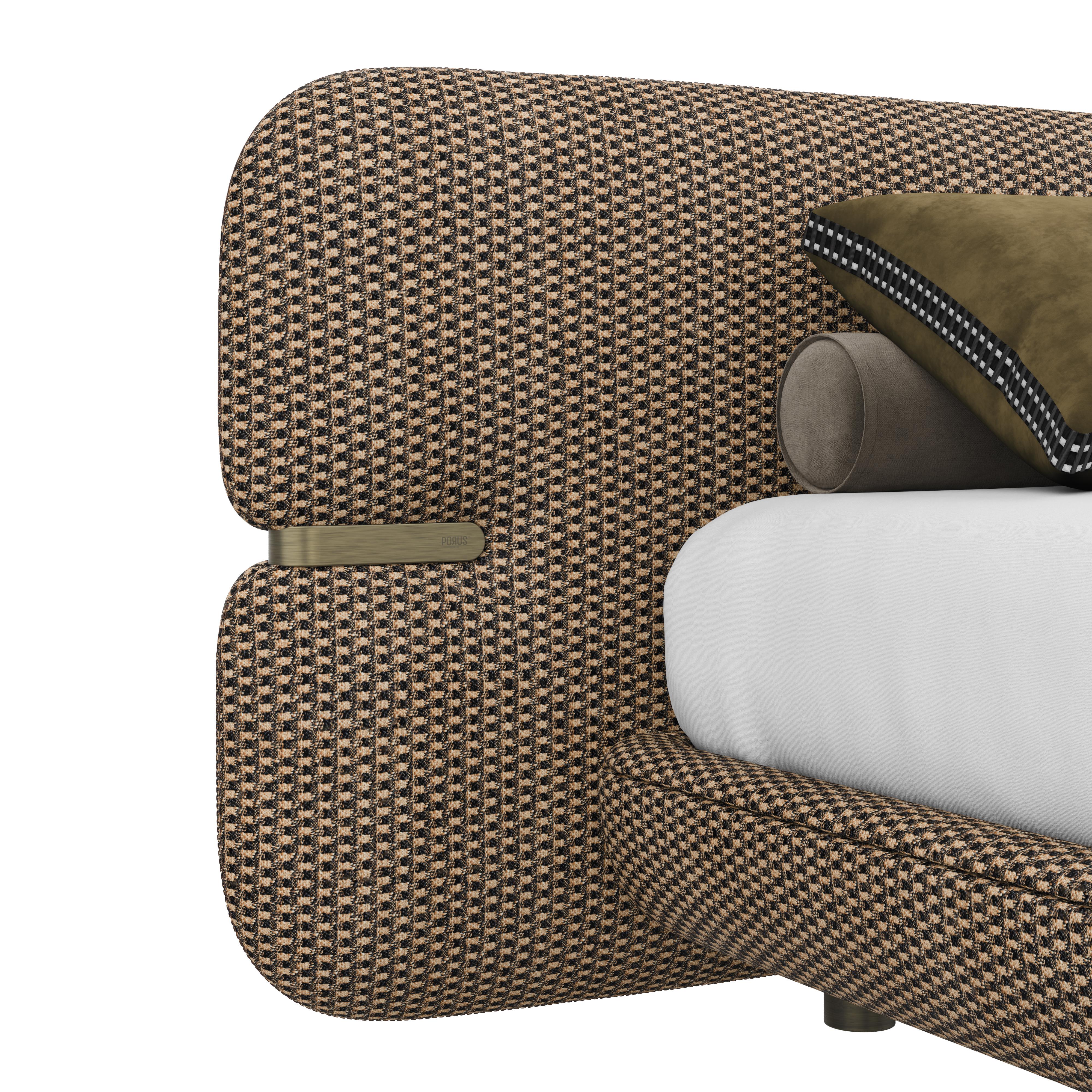 Laiton Lit Newark du 21e siècle en jacquard de laiton fabriqué à la main au Portugal par Porus Studio en vente