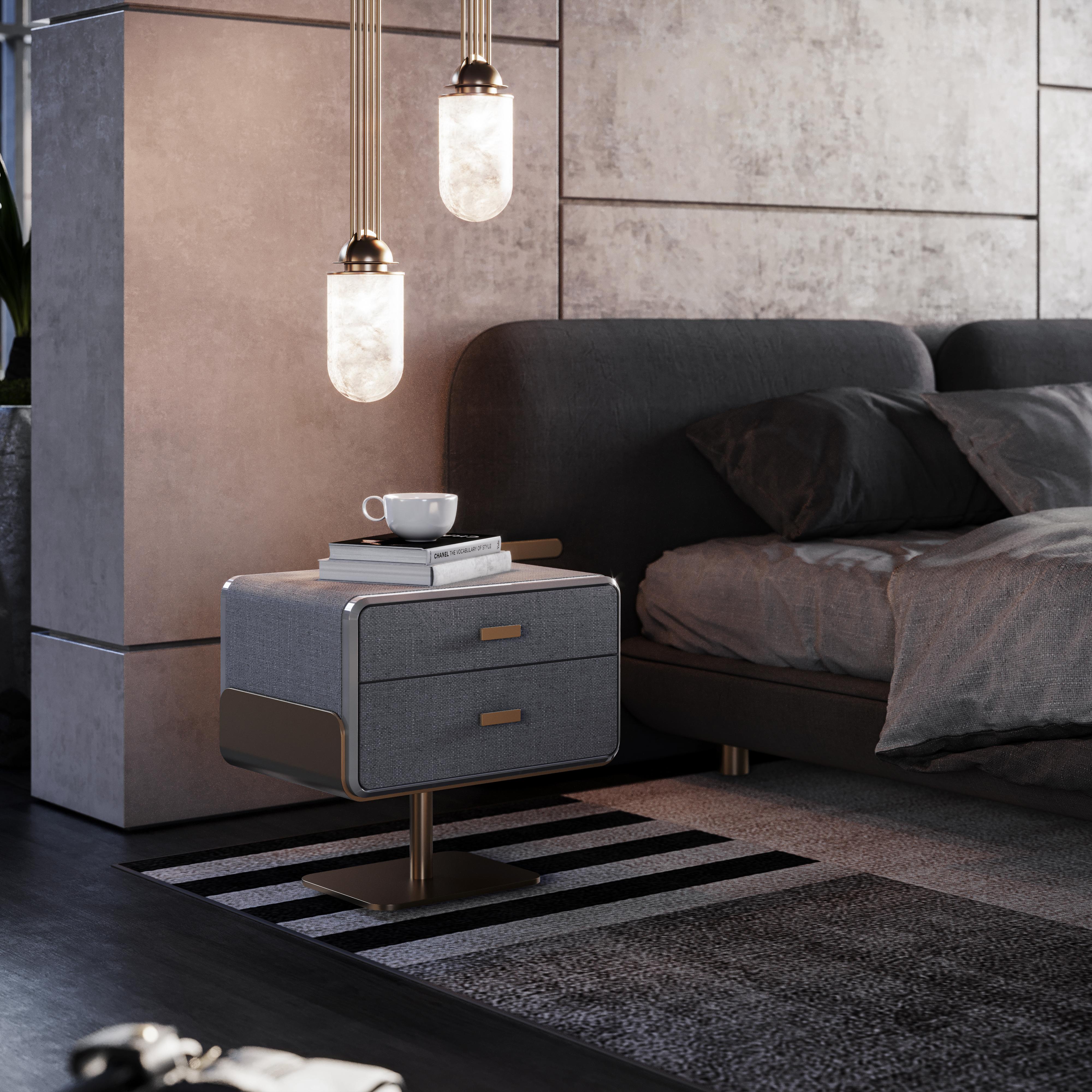 Lit Newark du 21e siècle en jacquard de laiton fabriqué à la main au Portugal par Porus Studio en vente 2
