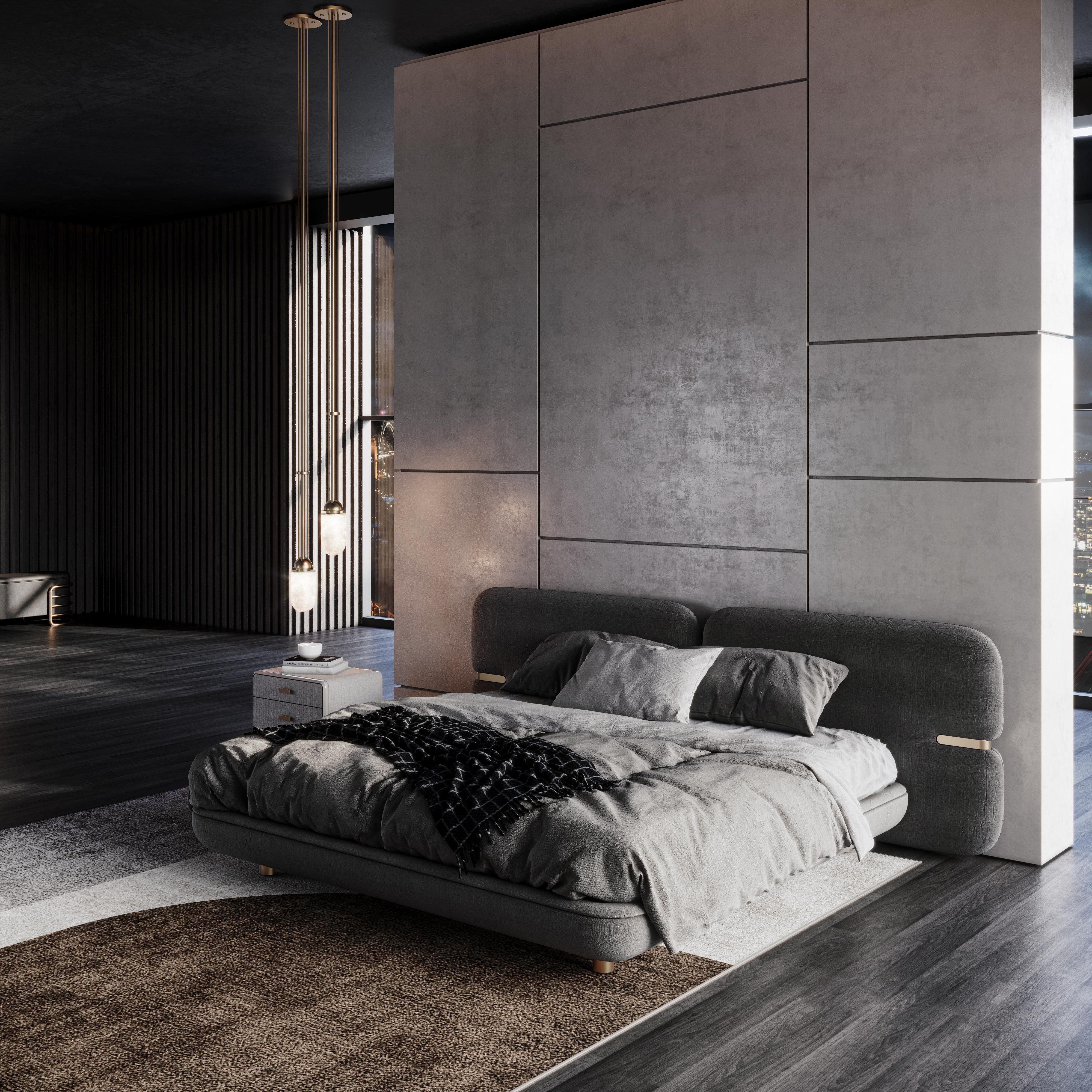 Lit Newark du 21e siècle en jacquard de laiton fabriqué à la main au Portugal par Porus Studio en vente 3