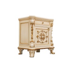 21st Century Night Stand in Solid Wood and Gold Leaf by Modenese Gastone