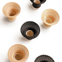 Nodo Woven Wicker and Ceramic 21st Century Vase B/ Natural, by Bottega Intreccio