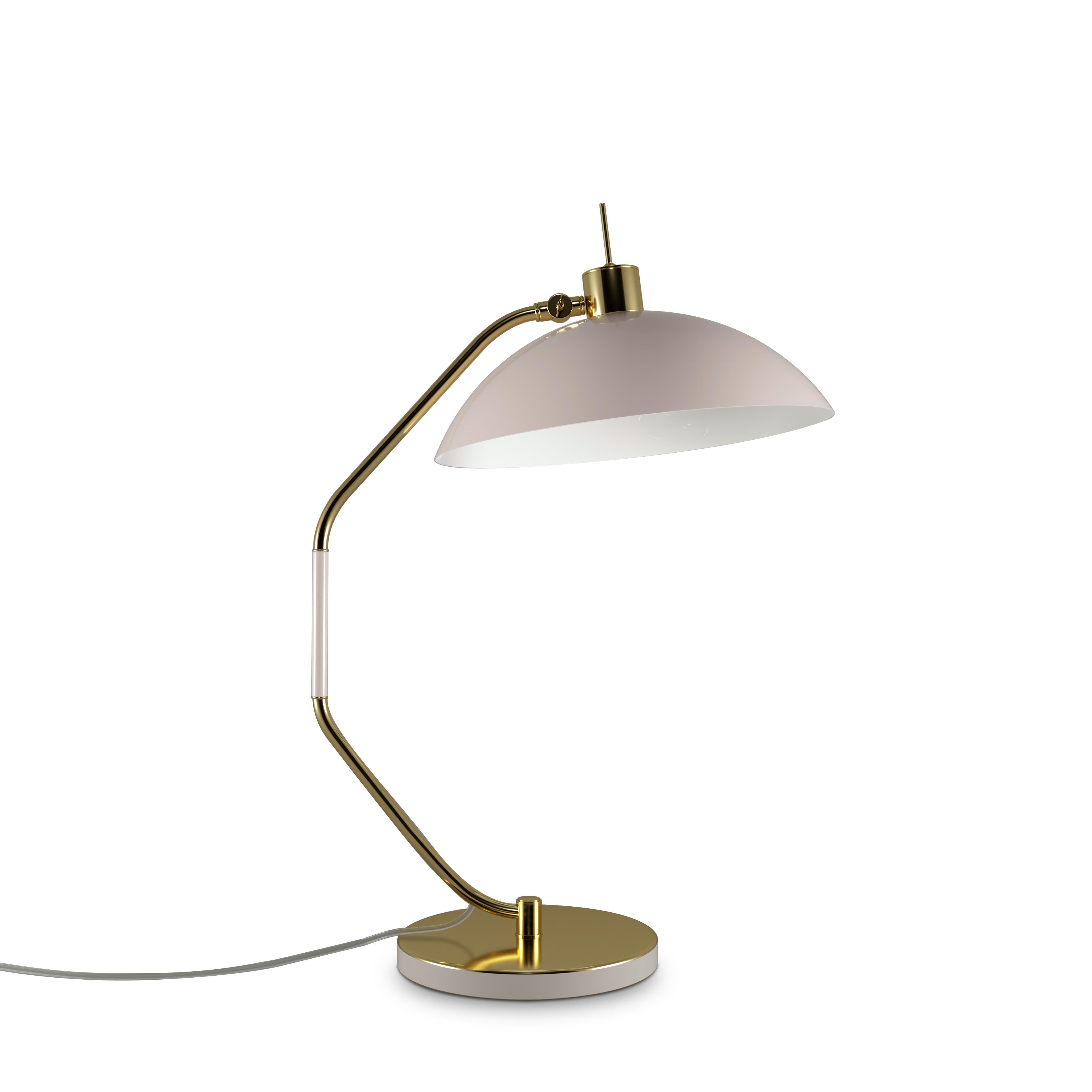 Brass 21st Century Noho Table Lamp Clear and Lacquered Glass Shade For Sale