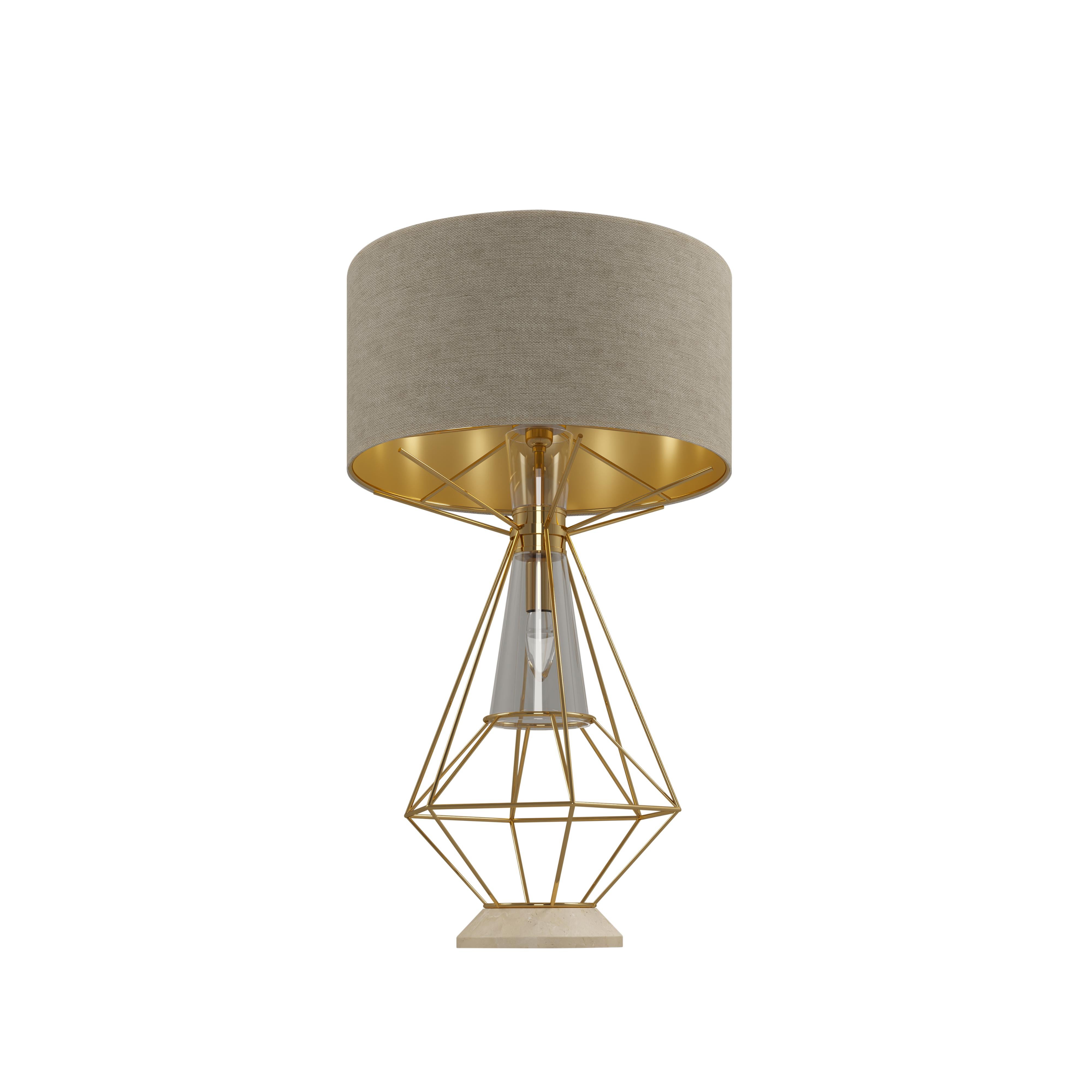 Portuguese 21st Century Nola Table Lamp Brass Glass Silk For Sale