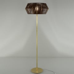 Lampadaire Novecento du 21e siècle en laiton et cuir écologique de Roberto Lazzeroni