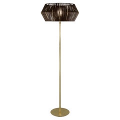 21st Century Novecento Brass and Eco Leather Floor Lamp by Roberto Lazzeroni
