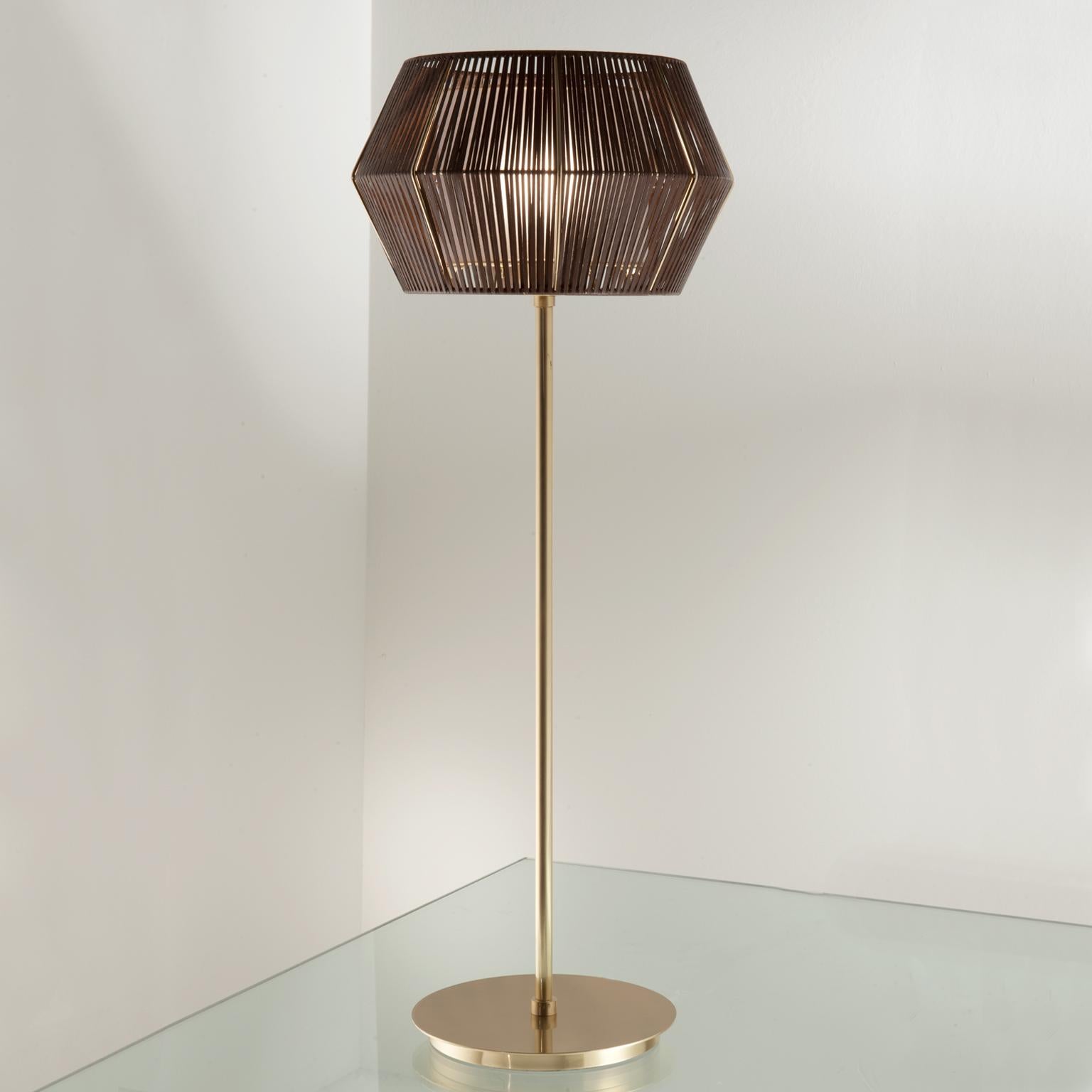 Modern 21st Century Novecento Brass and Eco Leather Table Lamp by Roberto Lazzeroni For Sale