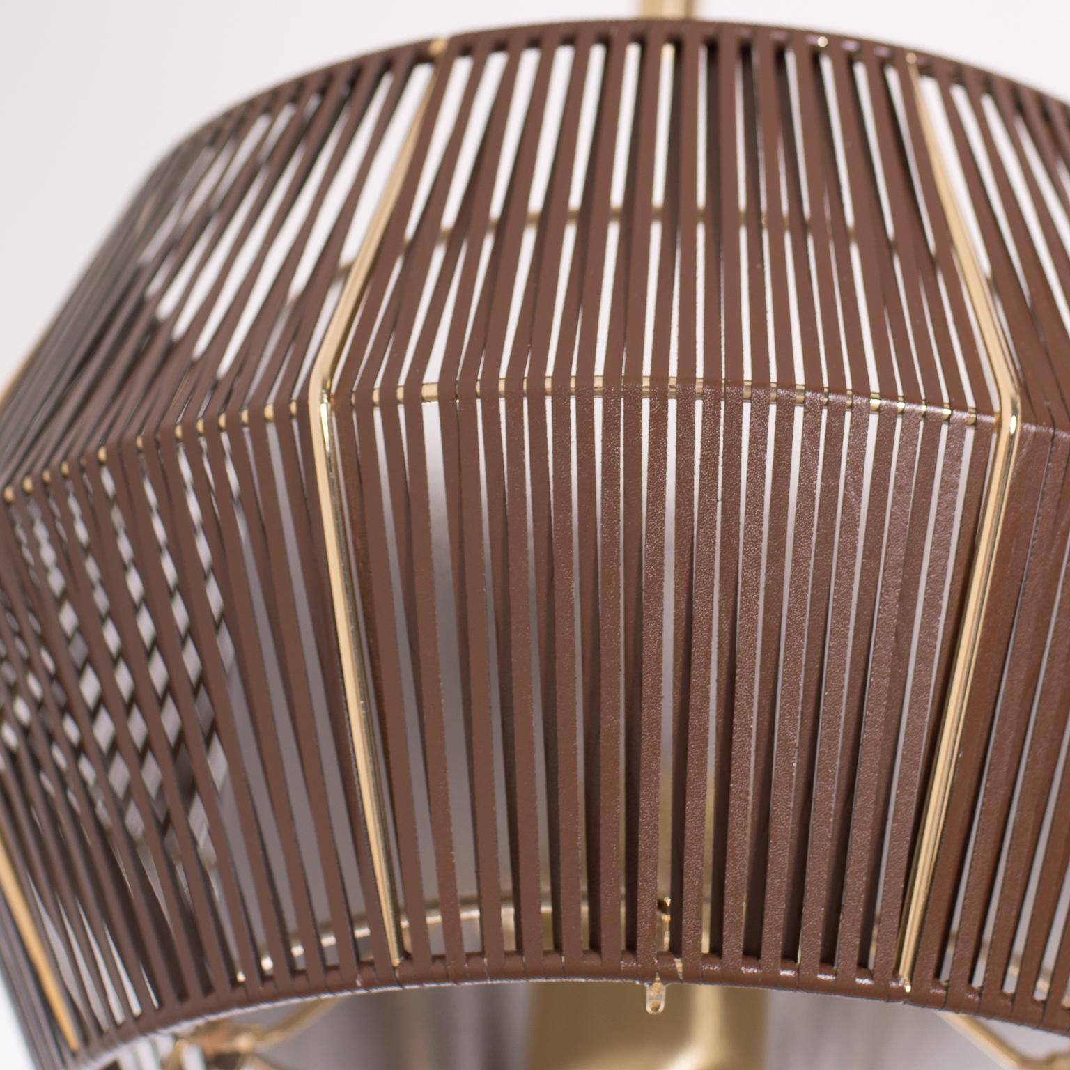 21st Century Novecento Brass and Eco Leather Table Lamp by Roberto Lazzeroni In New Condition For Sale In Sesto Fiorentino, IT
