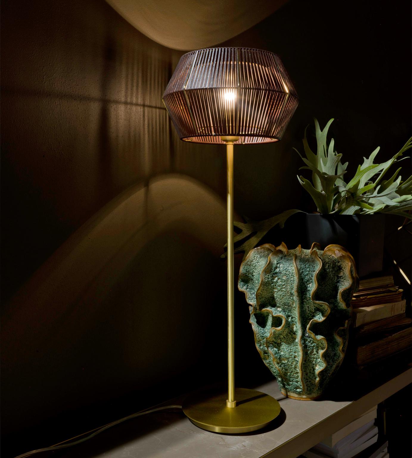 Contemporary 21st Century Novecento Brass and Eco Leather Table Lamp by Roberto Lazzeroni For Sale