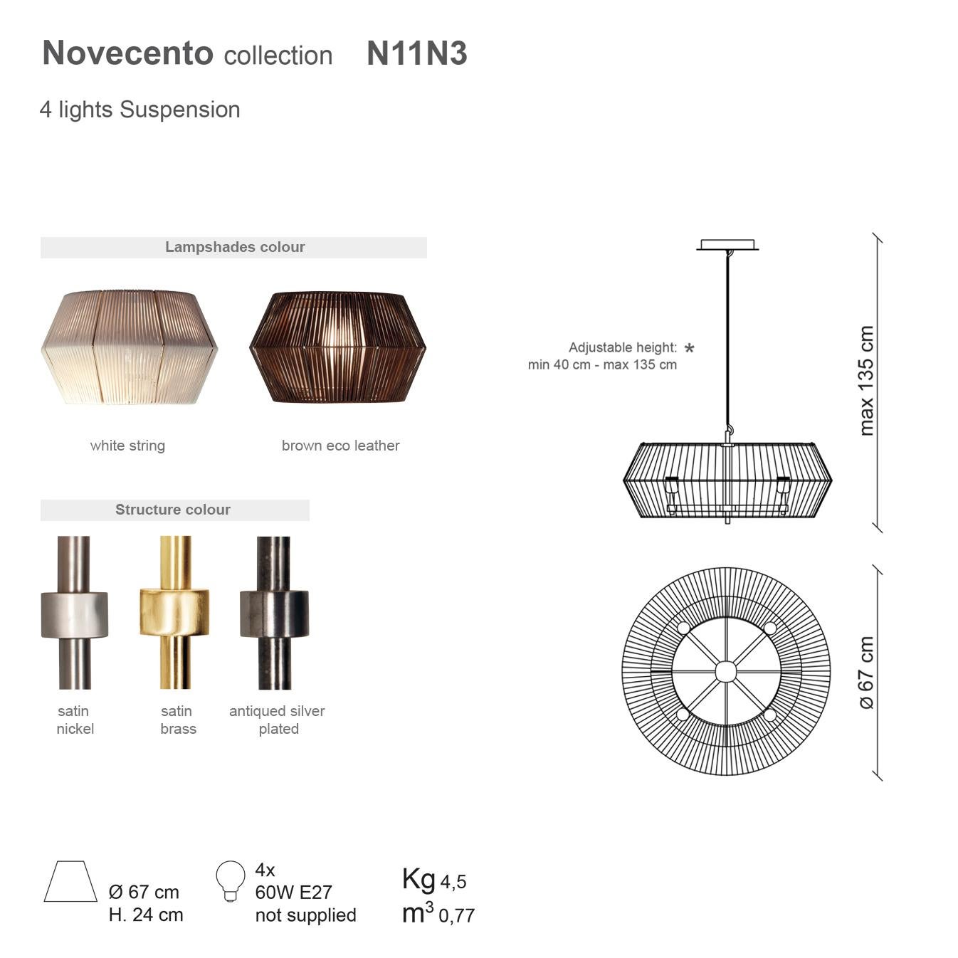 Contemporary 21st Century Novecento Nickel and White String Suspension by Roberto Lazzeroni For Sale