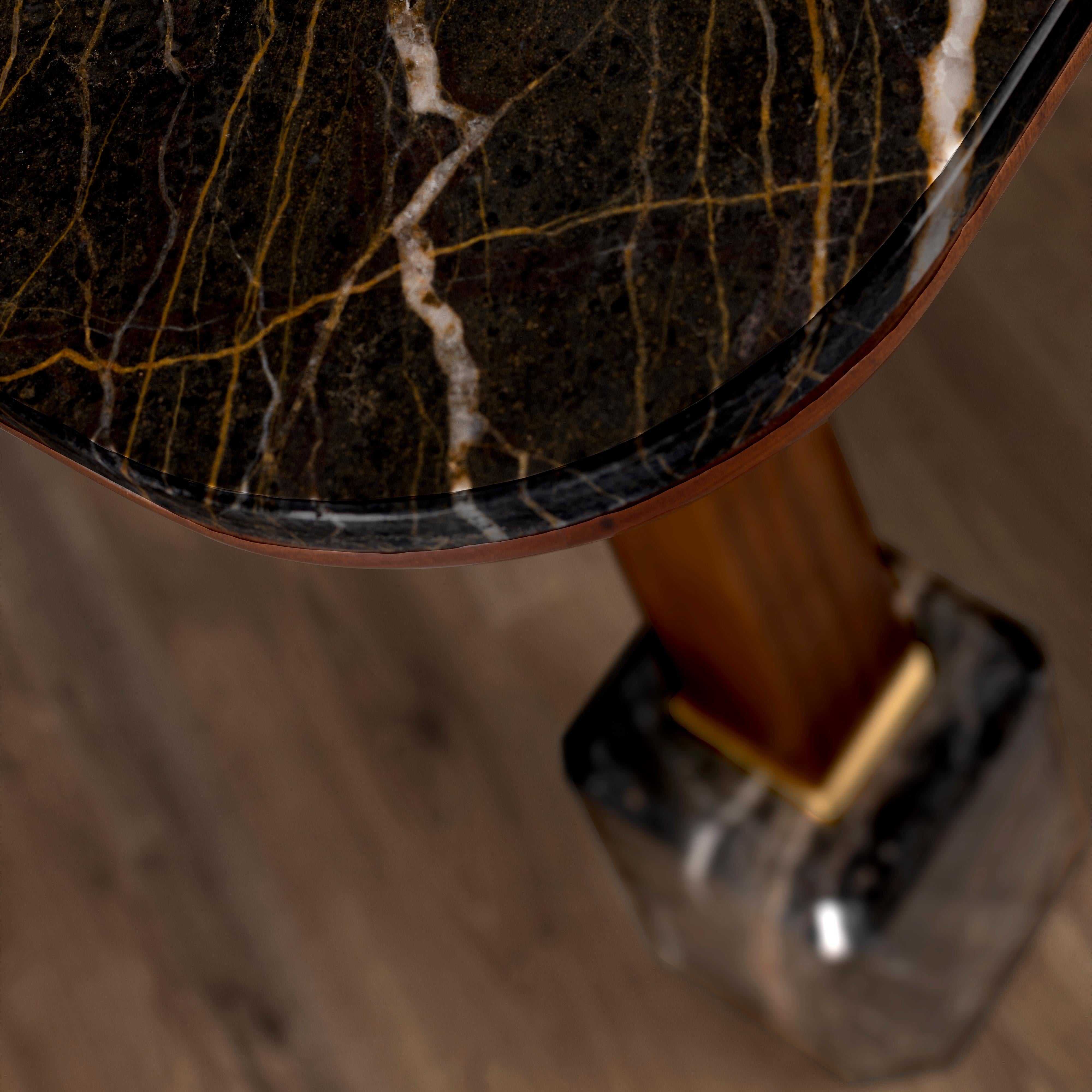 Mesa de bar Oakland Siglo XXI Mármol Madera Latón Fabricada en Portugal por Porus Portugués en venta