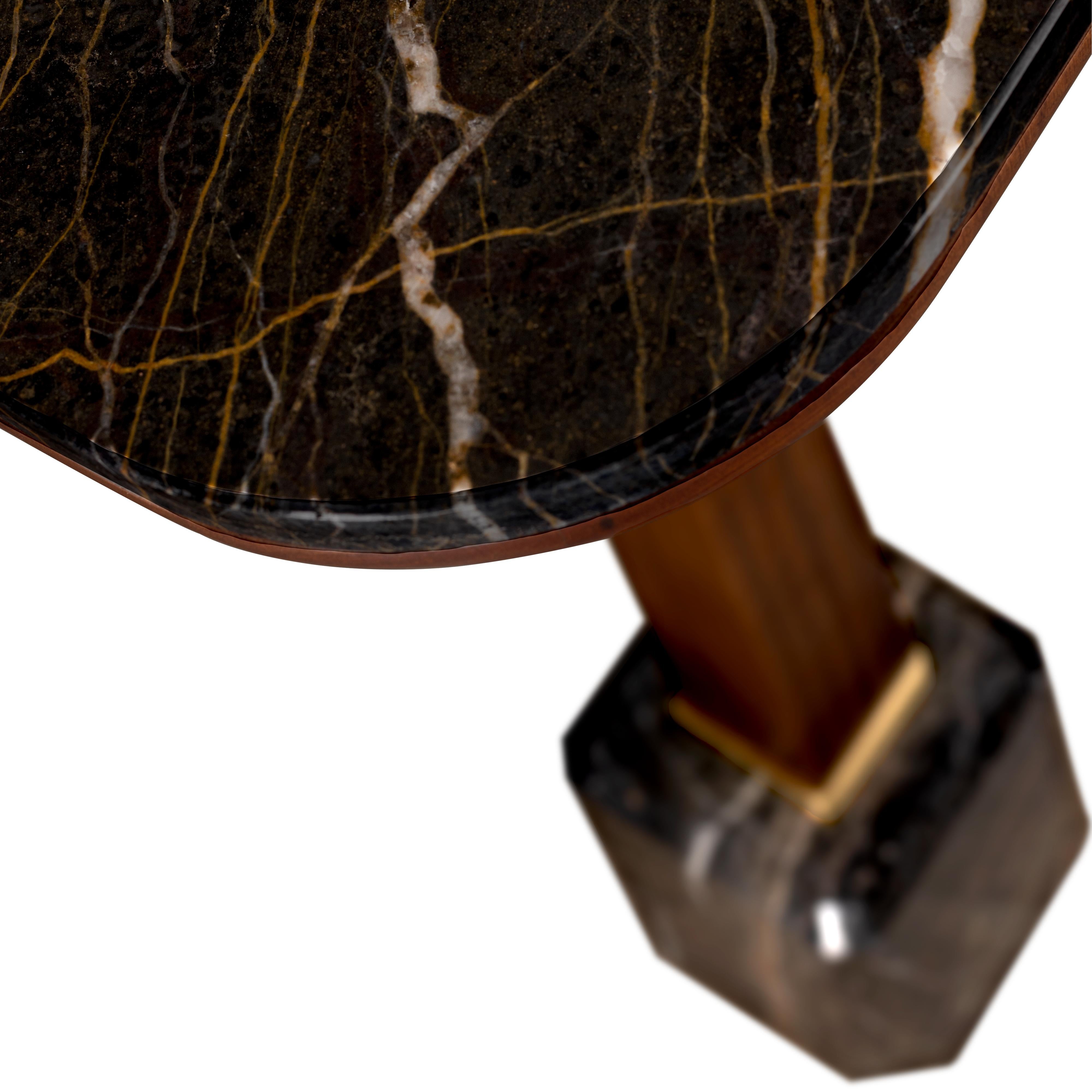 Mesa de bar Oakland Siglo XXI Mármol Madera Latón Fabricada en Portugal por Porus en Excelente estado para la venta en RIO TINTO, PT