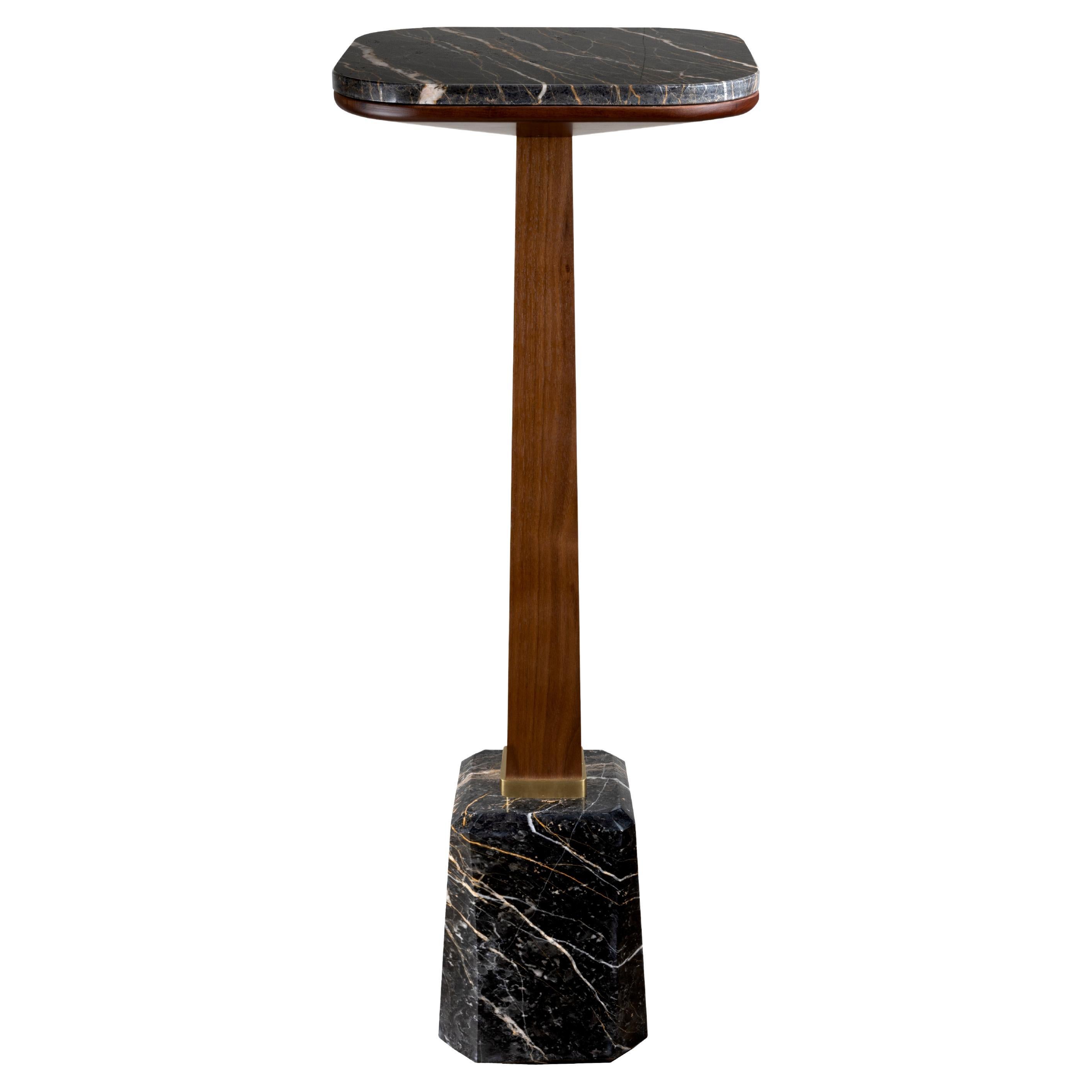 21st Century Oakland Bar Table Marble Wood Brass by Porus For Sale