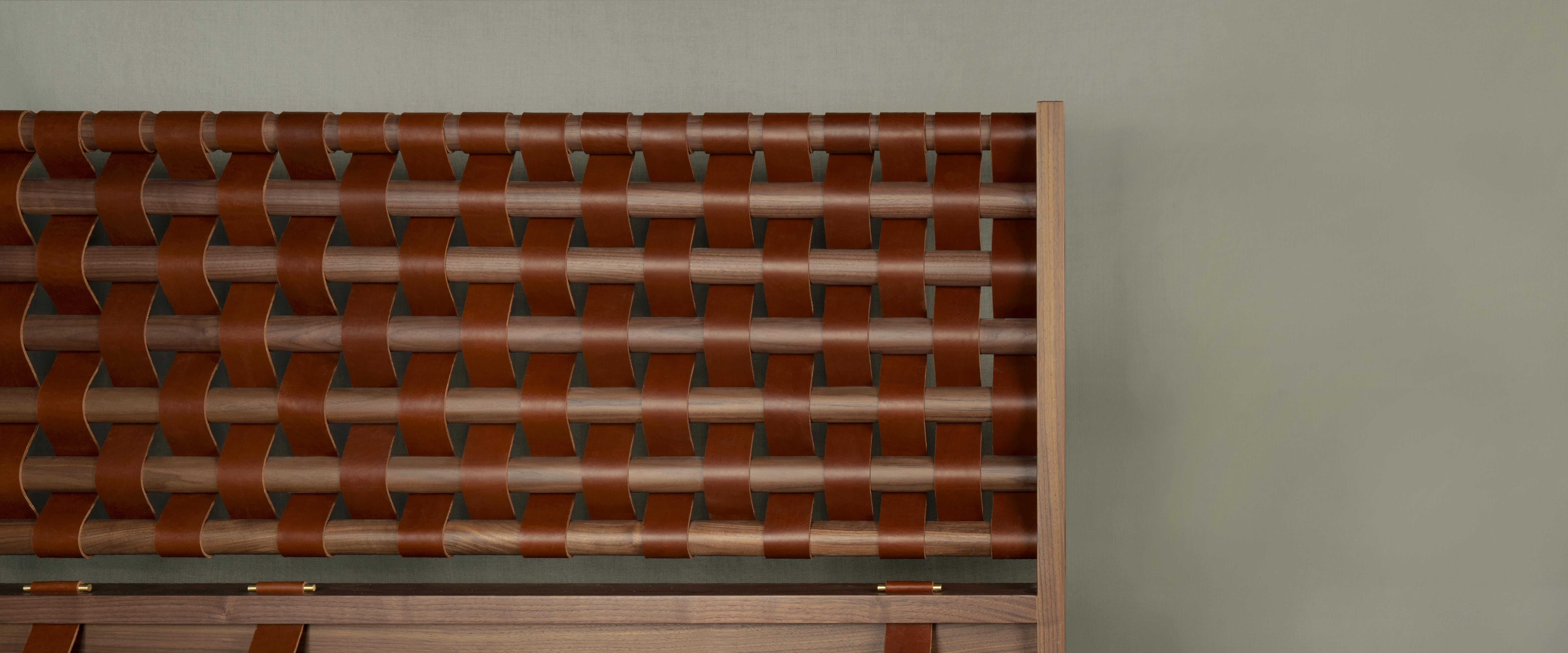 21st Century O'Connell II Bed Wood Leather Handmade in Portugal by Wood Tailors For Sale 3