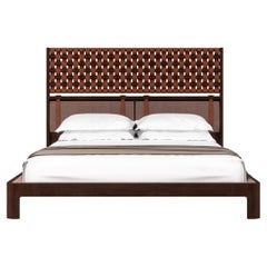 21st Century O'Connell II Bed Brass Wood Leather