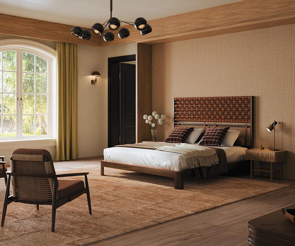 21st Century O'Connell II Bed Wood Leather Handmade in Portugal by Wood Tailors For Sale 5