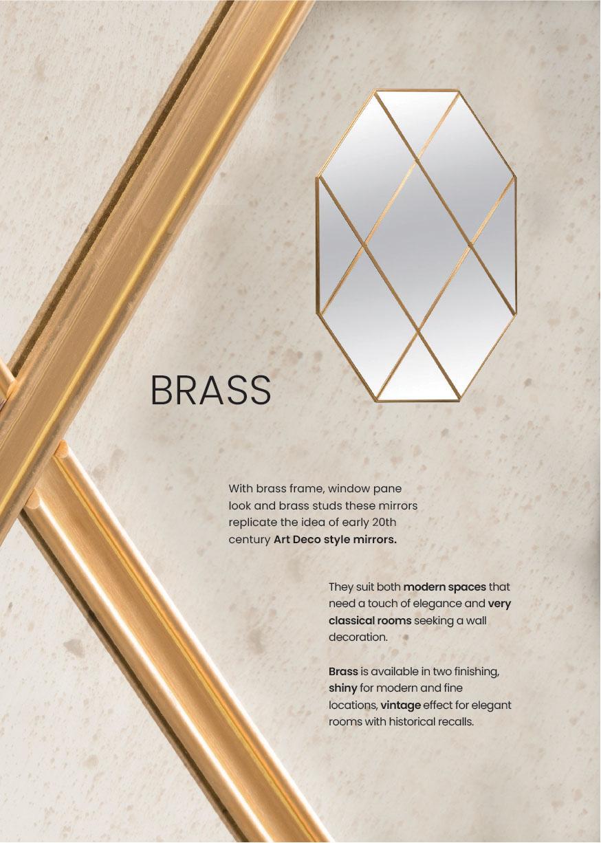 21st Century Octagonal Art Deco Style Brass Paneled Bronze Mirror 100 X 150 CM For Sale 7