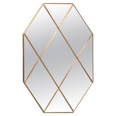 21st Century Octagonal Art Deco Style Brass Paneled Classic Glass Mirror