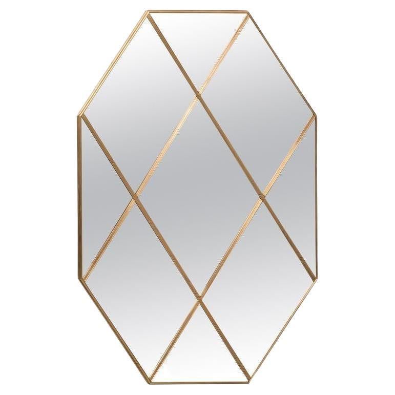 Specchio classico ottagonale del 21° secolo in stile Art Deco con pannelli in ottone 100 X 150 CM