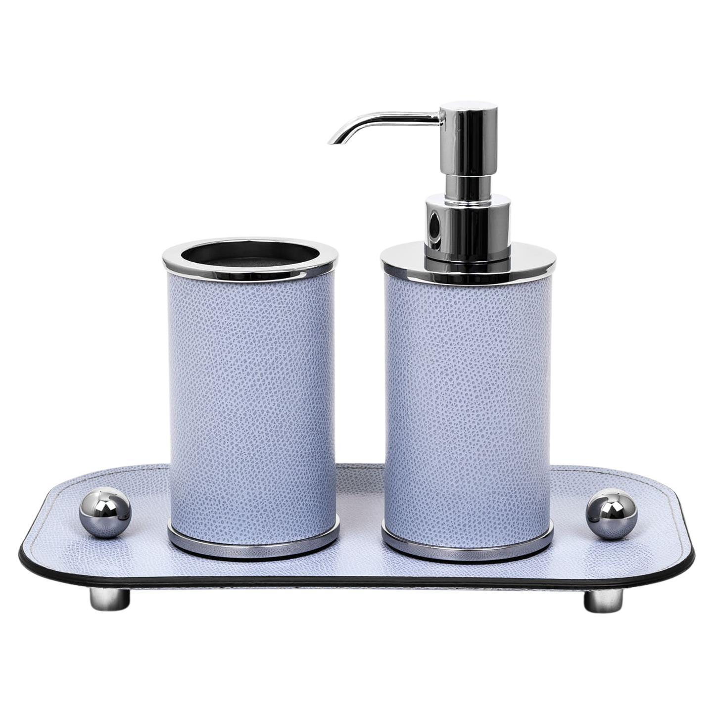21st Century Olimpia Round Bathroom Set Handmade in Italy in Artic Leather For Sale