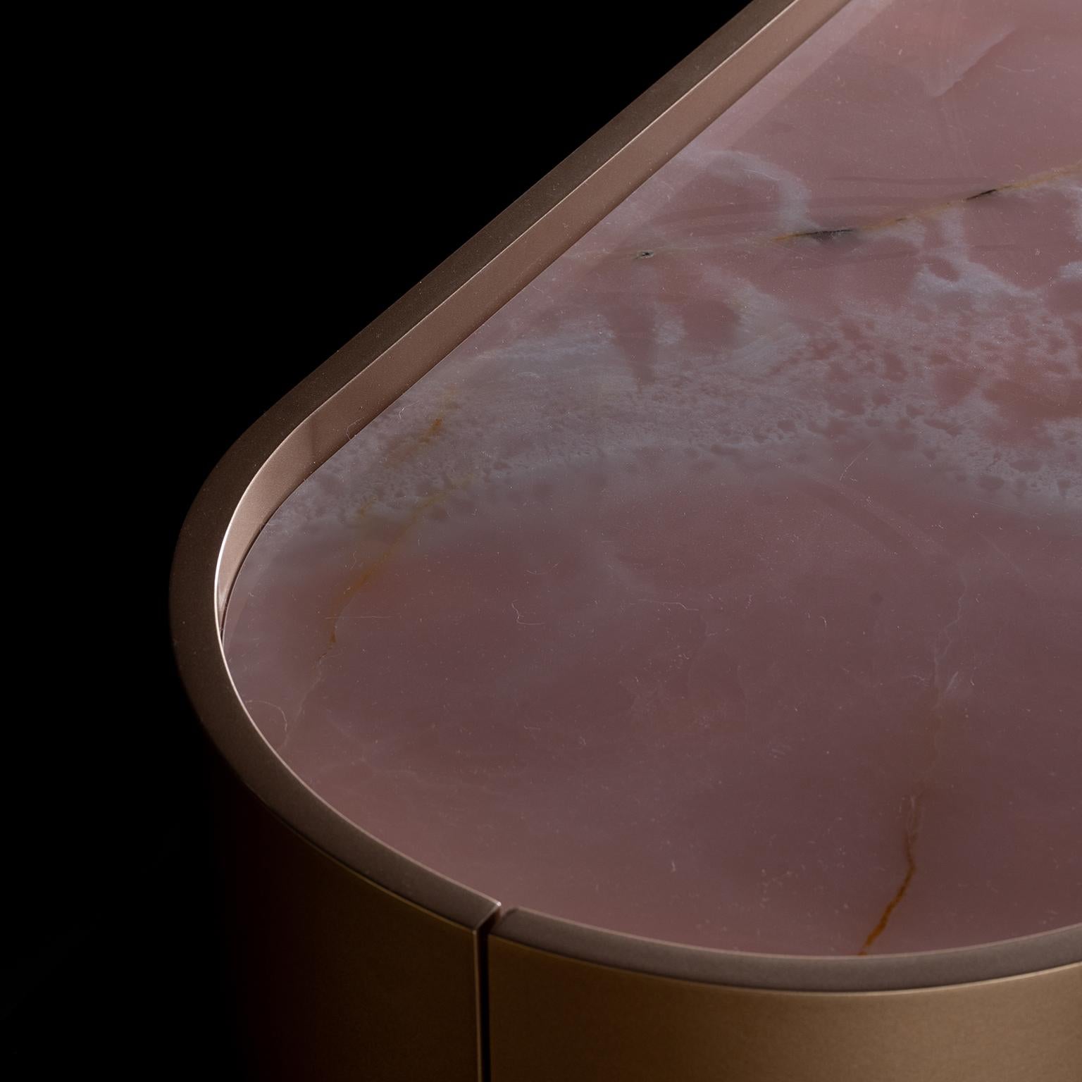 Mid-Century Modern Olival Sideboard, Rose Gold, Onyx, Handmade by Greenapple For Sale 2