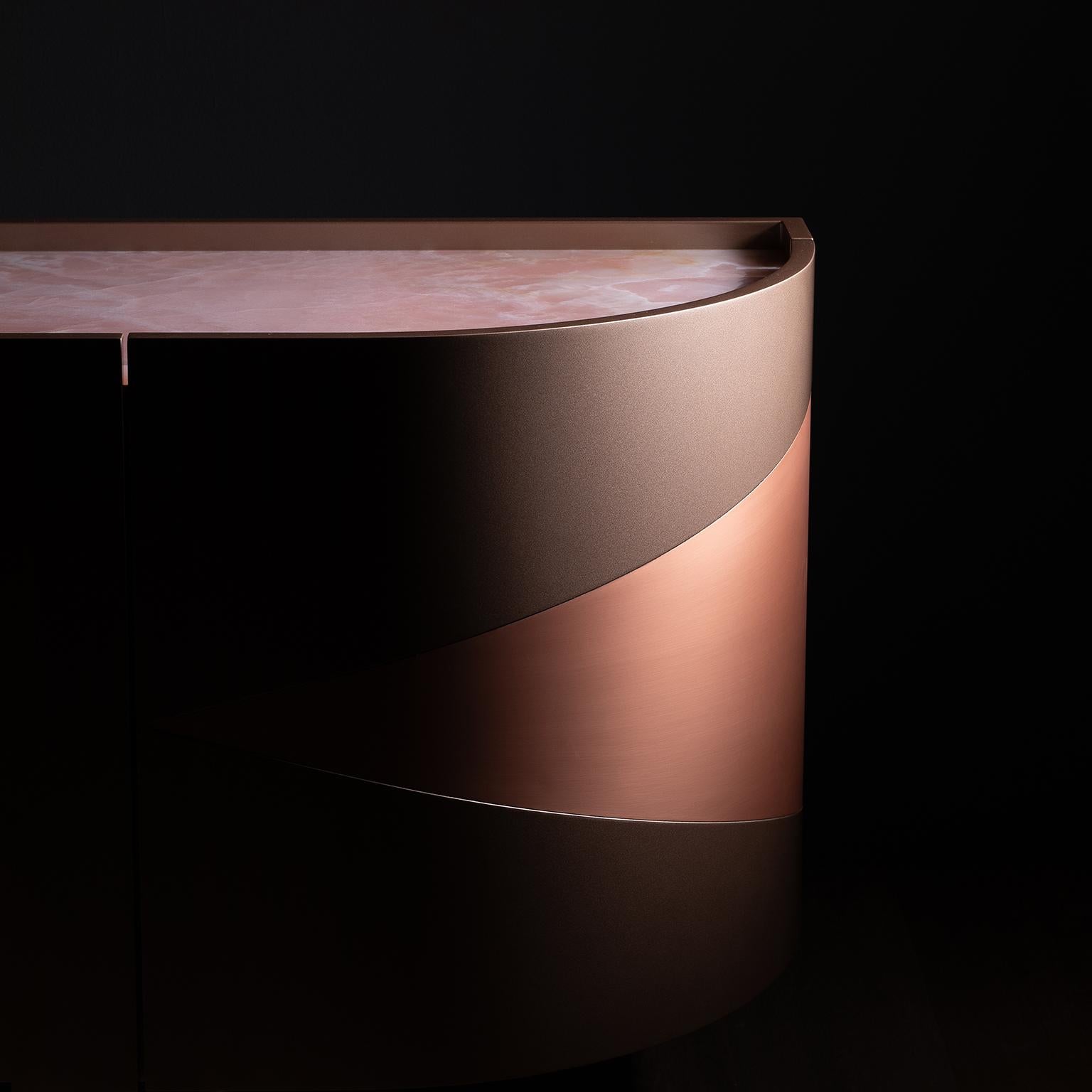 Modern Olival Sideboard, Rose Gold, Onyx, Handmade in Portugal by Greenapple For Sale 4