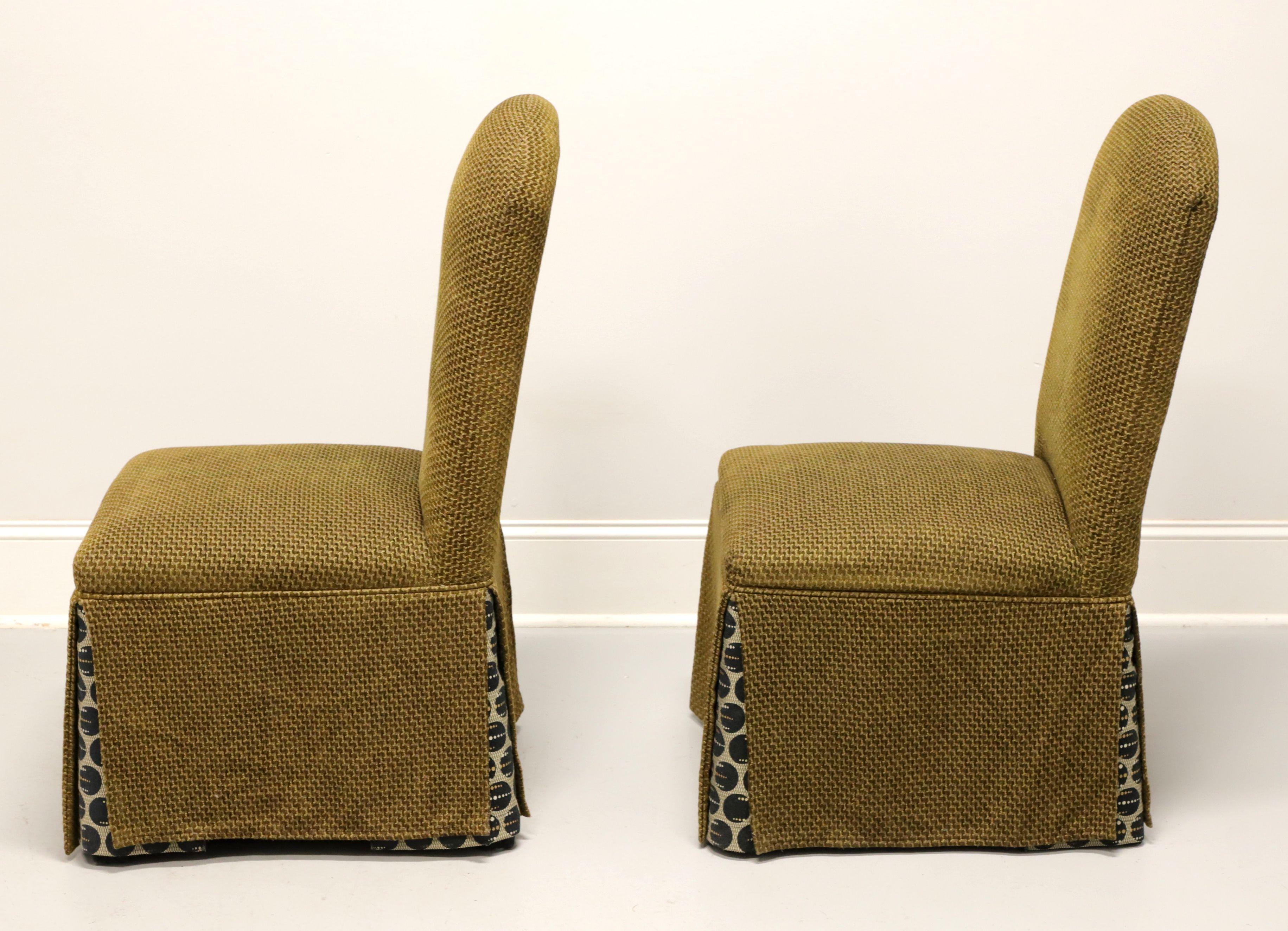 Other 21st Century Olive Green Upholstered Transitional Style Parsons Chairs - Pair For Sale