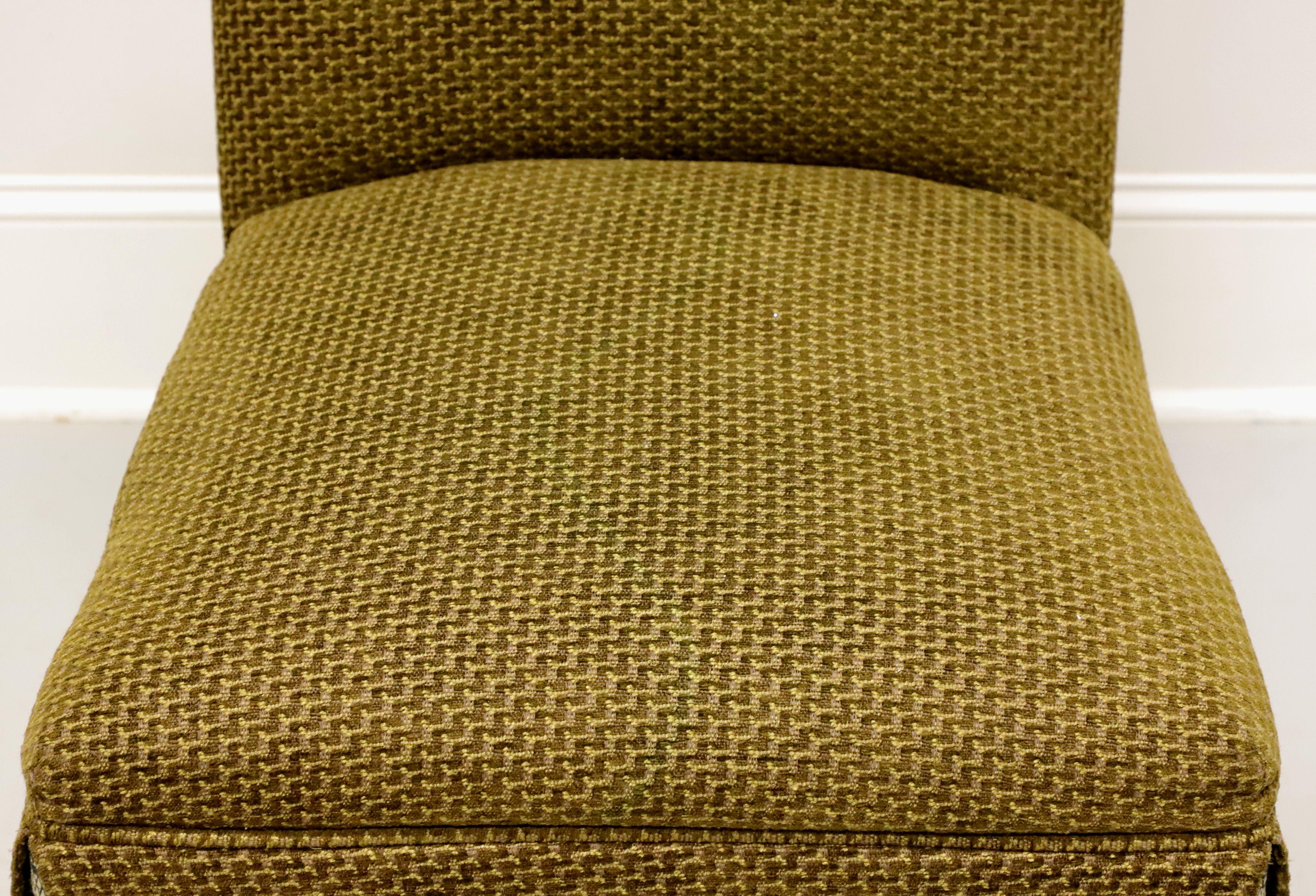 21st Century Olive Green Upholstered Transitional Style Parsons Chairs - Pair In Good Condition For Sale In Charlotte, NC