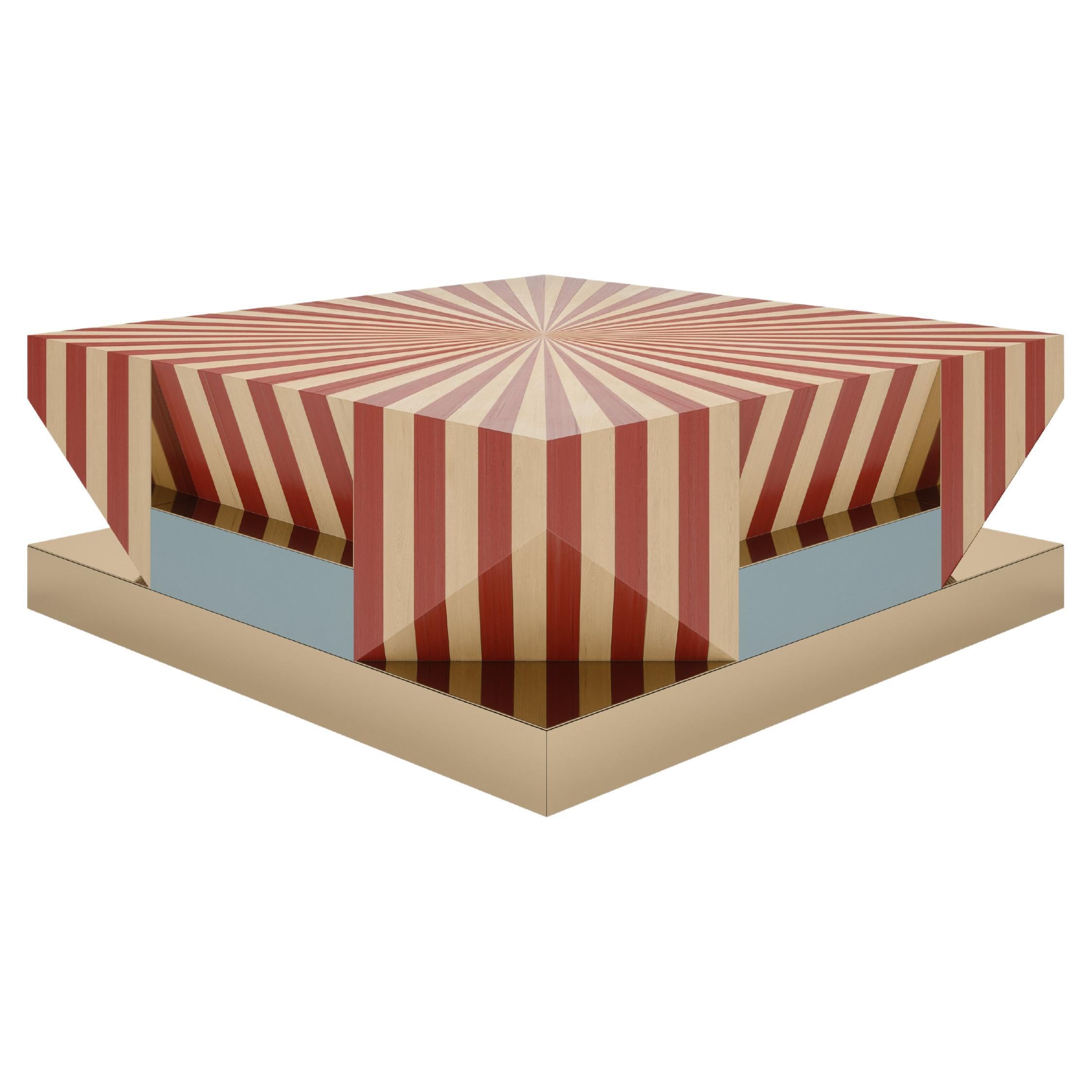 21st Century Op-Art Center Table Graphic Marquetry Pattern by Malabar