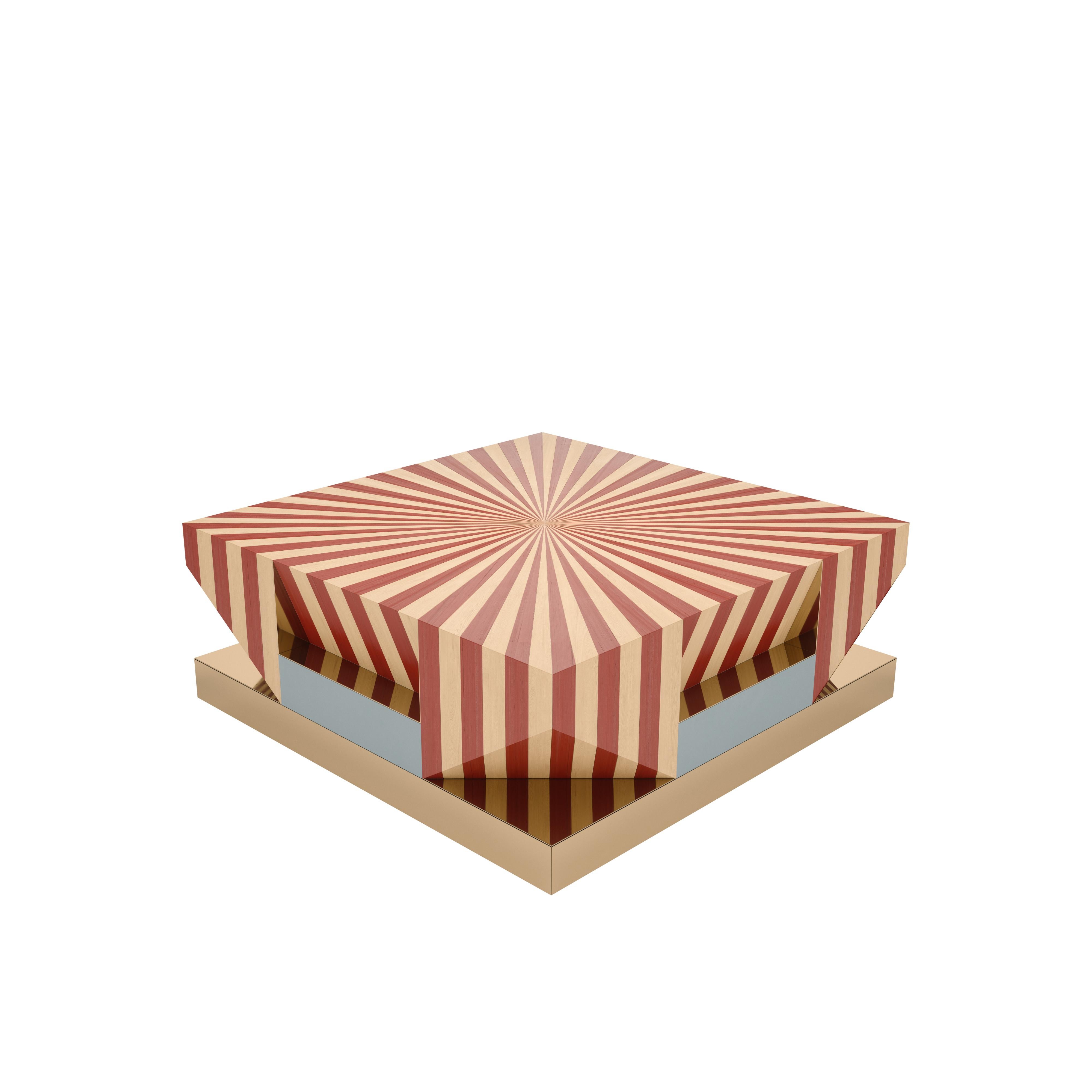 21st Century Op-Art Center Table Graphic marquetry pattern  For Sale 1