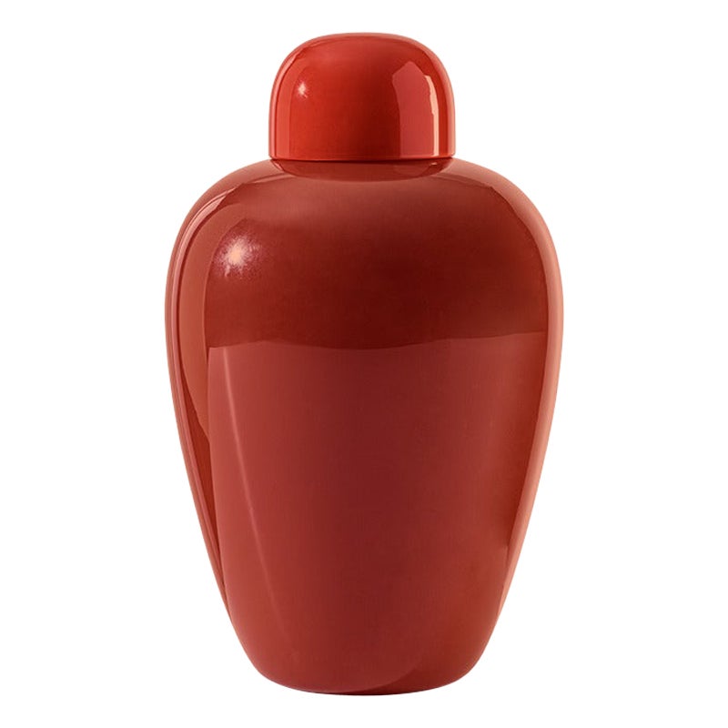 Vaso grande Opachi del XXI secolo con coperchio in corallo di Tobia Scarpa